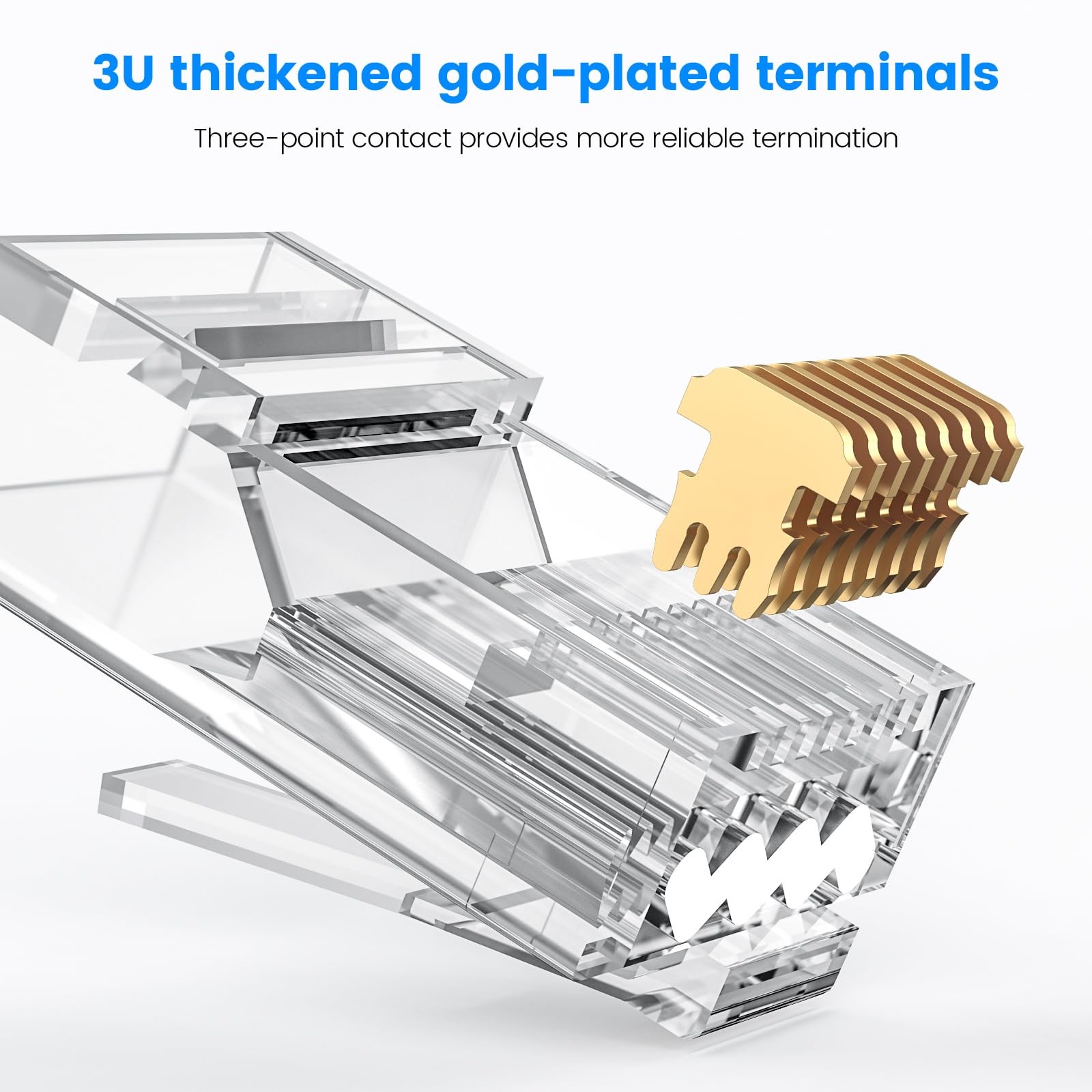 Cat6 RJ45 Connectors Unshielded Modular Plug Solid Stranded UTP 100 PCS