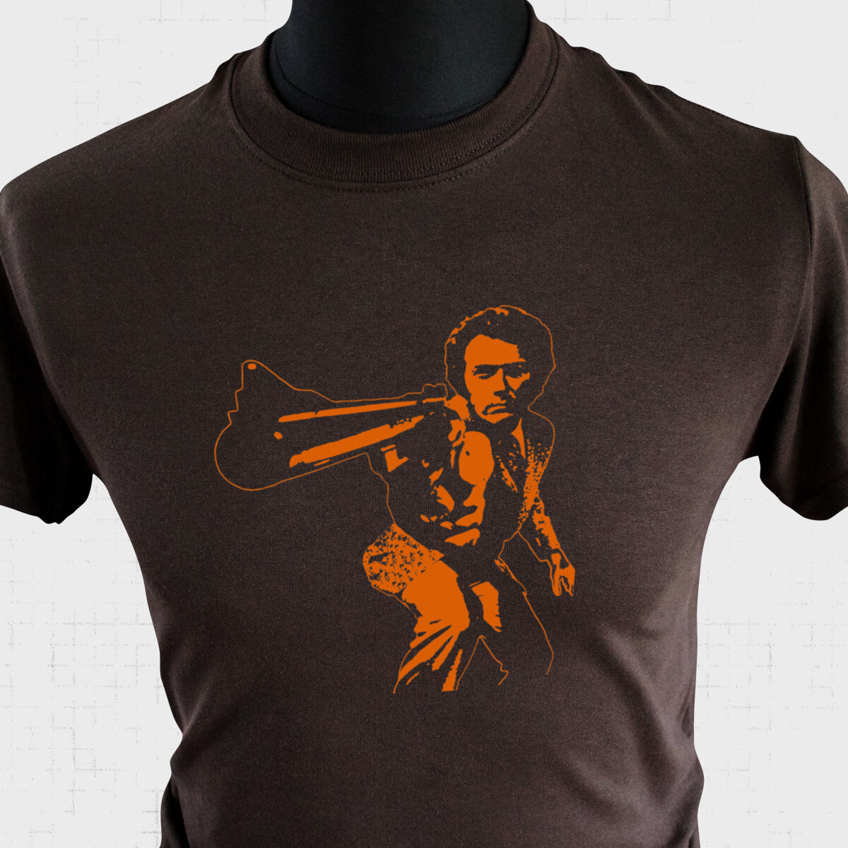 Dirty Harry T Shirt Retro Callahan Clint Eastwood Magnum 44 Gun Brown