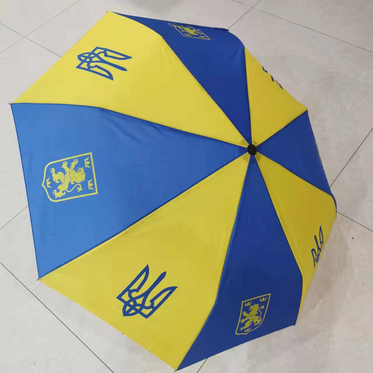 Ukraine Flag Umbrella 28" Folding Premium Metal Frame Trident Lion American USA