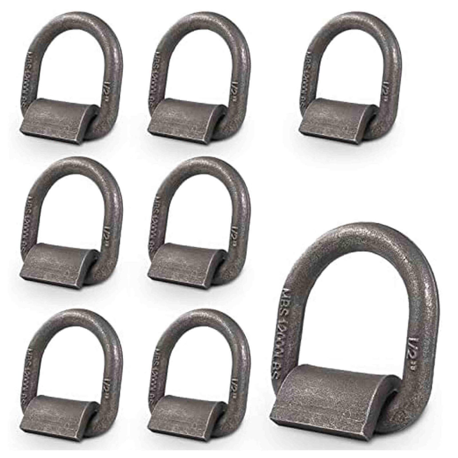(8pk) 1/2" Weld-On D Ring Tie Down Rings for Flatbed Truck DR050 - Heavy Duty
