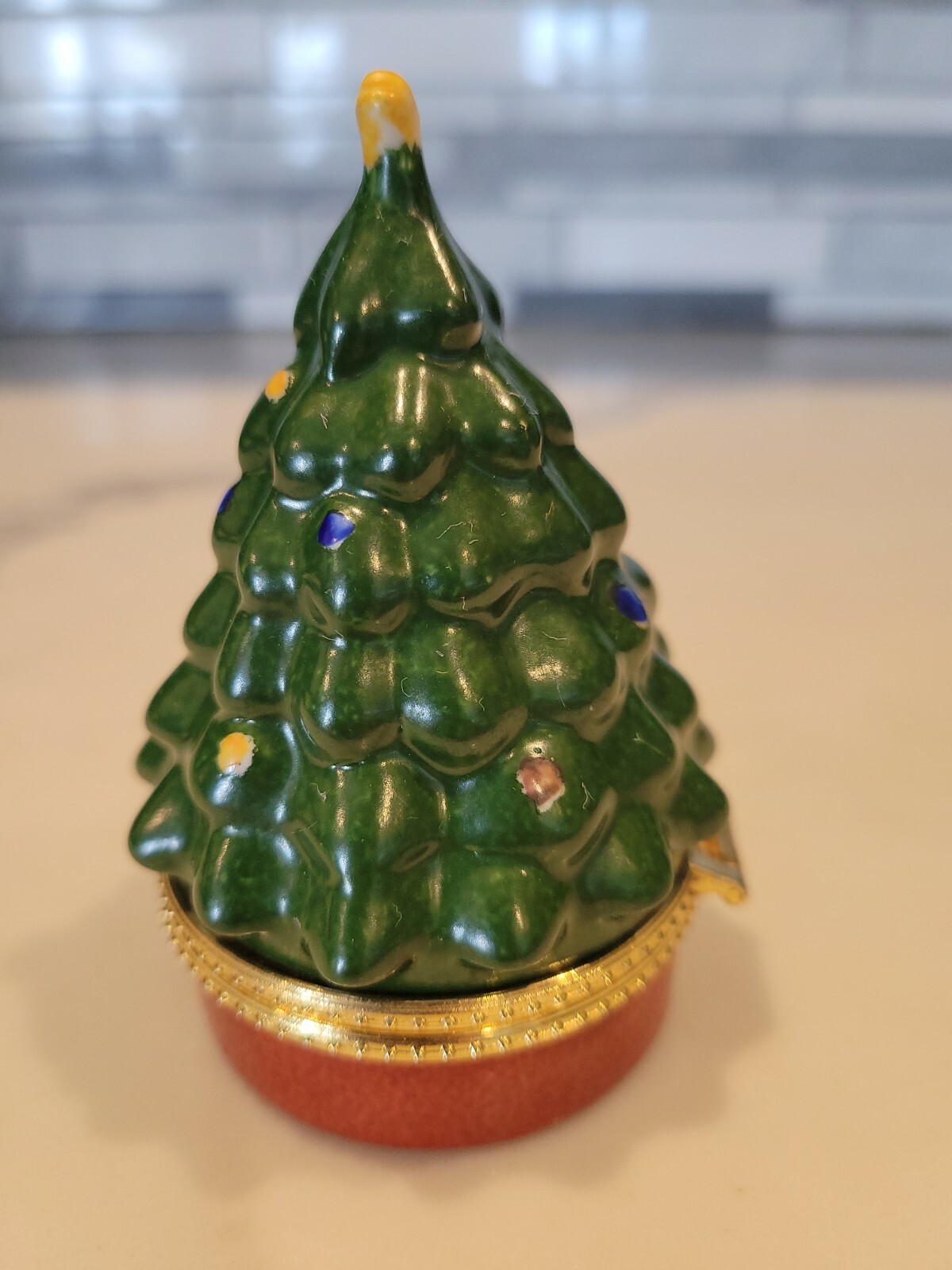 Christmas Tree Trinket Box 4 inches tall