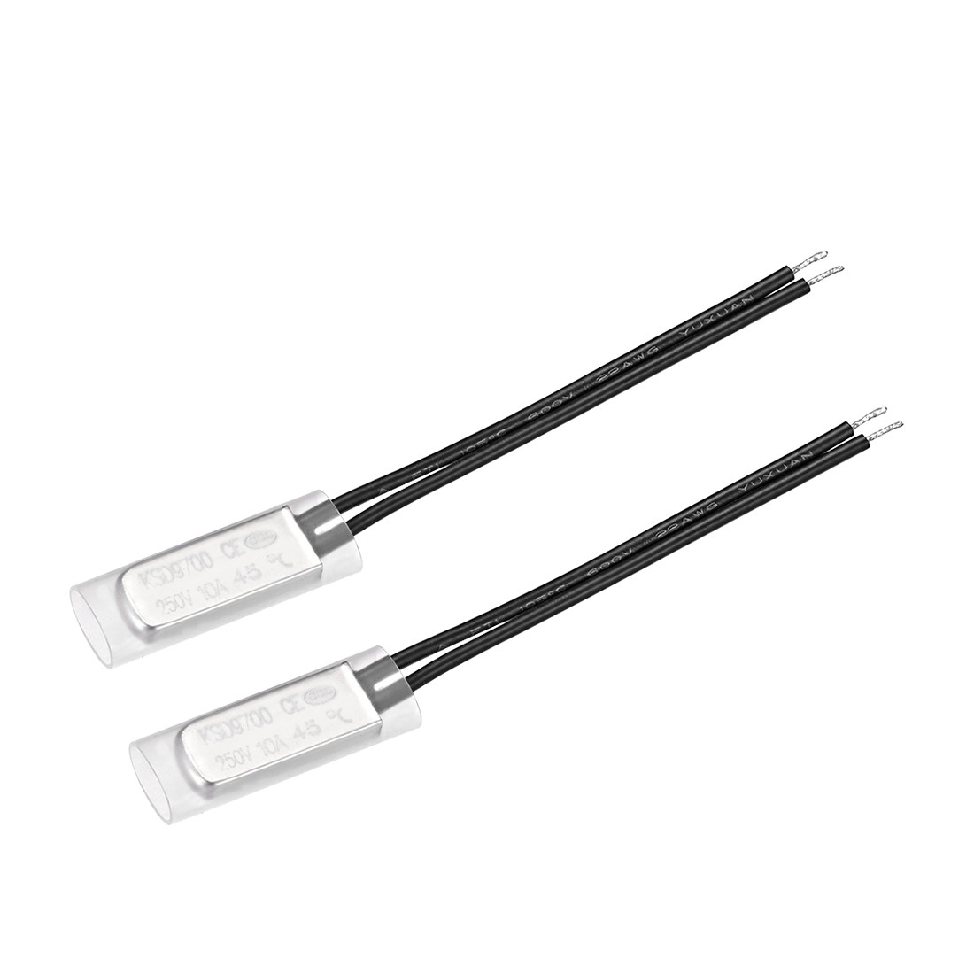 2 Pcs 45℃ N.C 10A KSD9700 Thermostat Metal Bimetal Temperature Control Switch