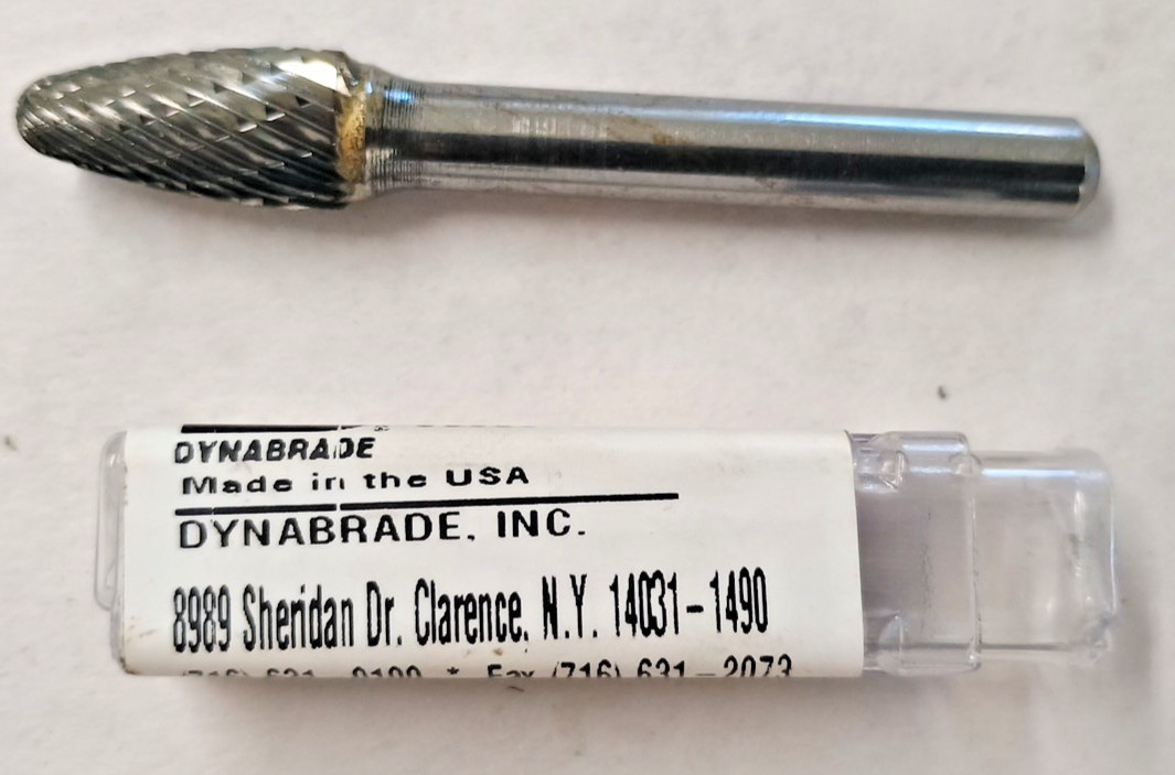 Carbide 3/8" Burr Diamond Cut Tree 1/4" Shank Radius End Dynabrade
