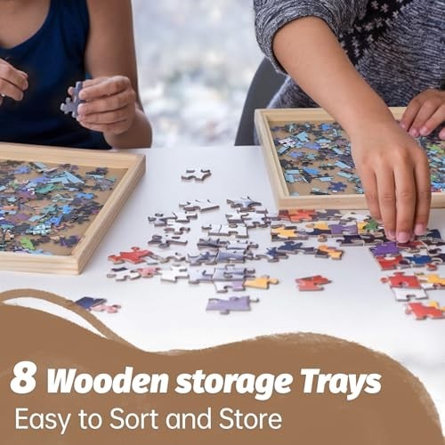 8 Pcs Stackable Jigsaw Puzzle Sorting Trays - 12"x12" Easy Storage for 1500-3000