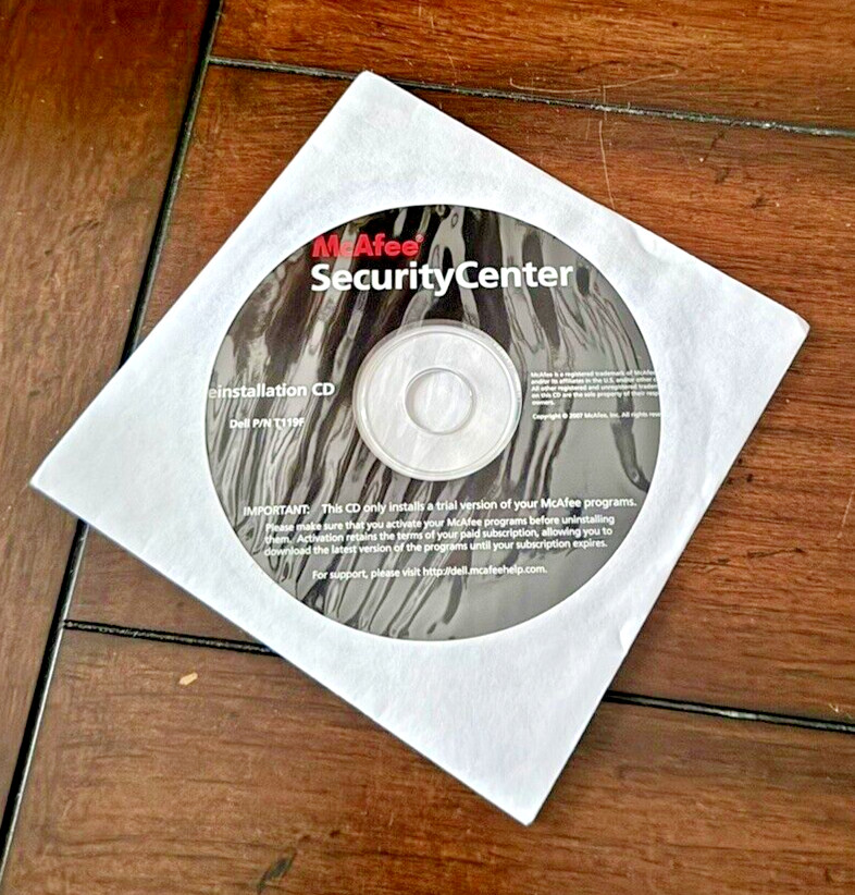 McAfee Security Center Reinstallation CD 2007 Factory Sealed