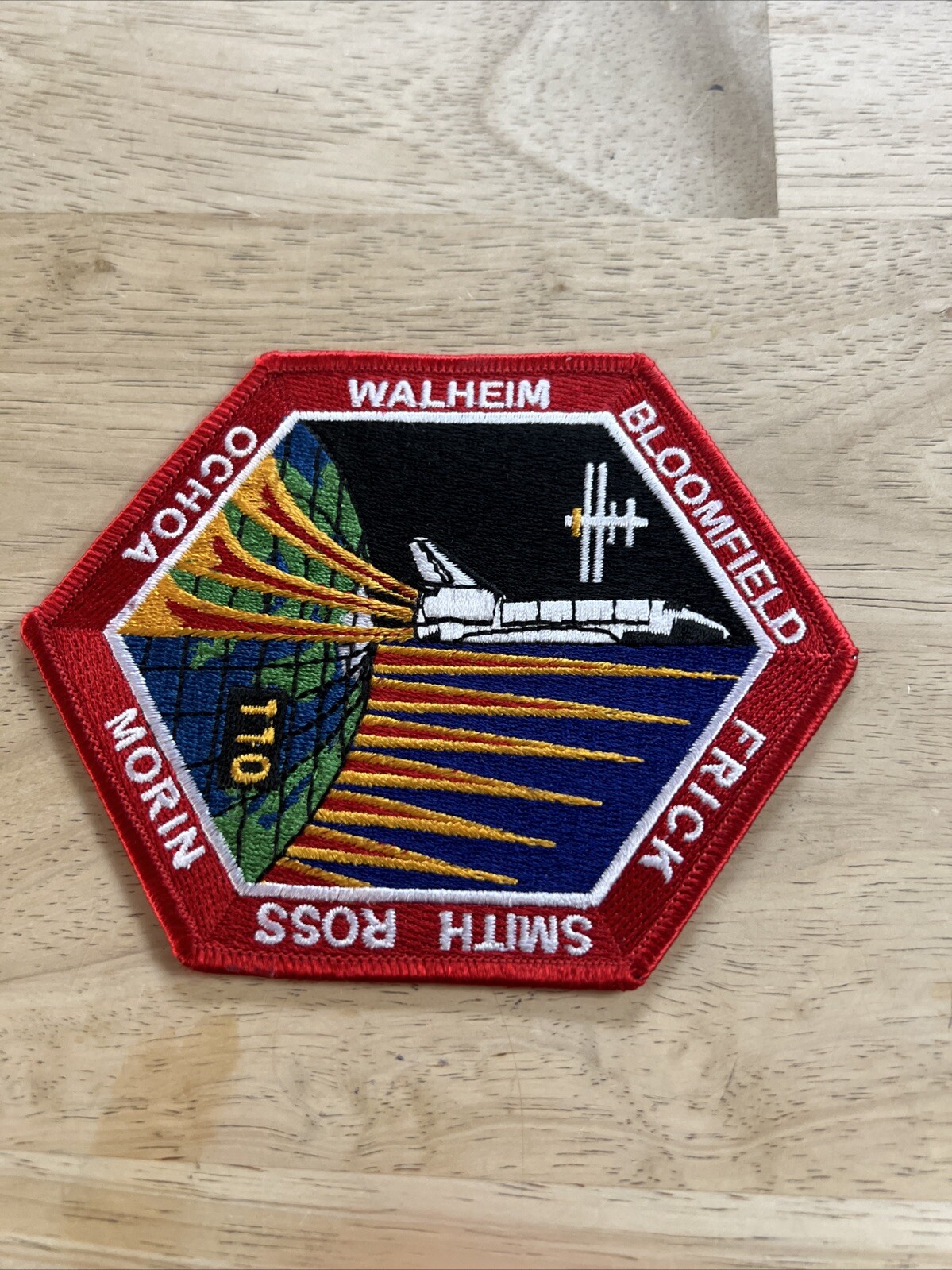 NASA STS-110 Space Shuttle Atlantis Patch Walheim Frick Ochoa Morin Ross Smith