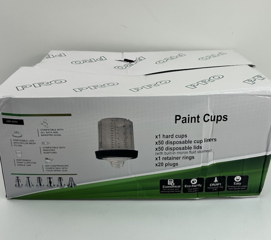 Disposable Paint Cups for Spray 50 Paint Cups with Lids, 1 retainer rings,