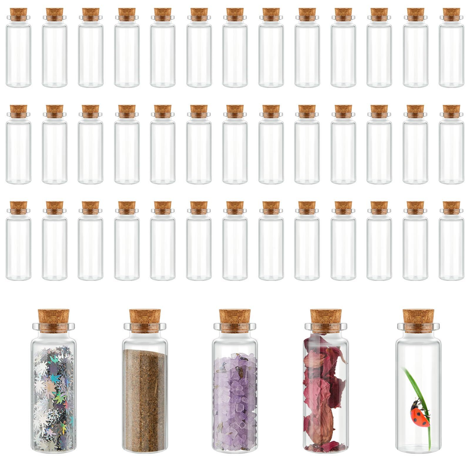 200 Pcs Empty Small Glass Bottles with Cork Stoppers Bulk Tiny Clear Vials Tr...