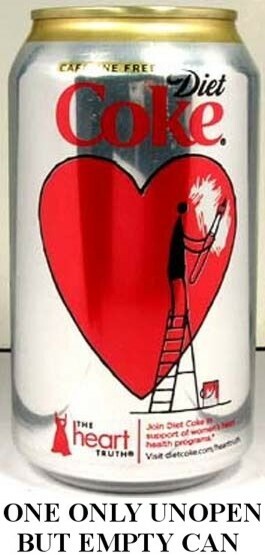 Diet Coke Women Heart Truth No Caffeine EMPTY UNOPEN Health Awareness Promo 2011