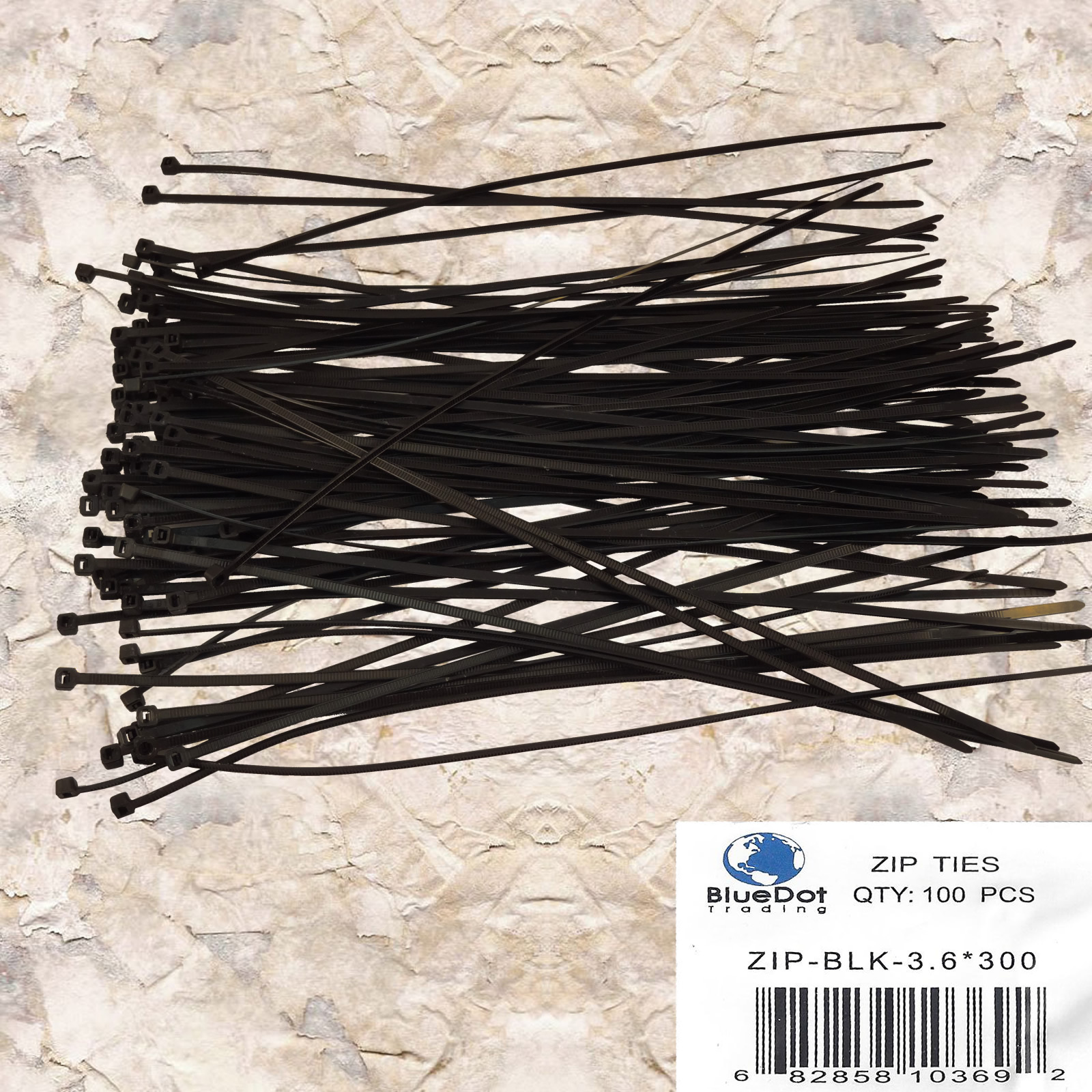 100 PCS Pack 12" inch Network Cable Cord Wire BLACK Tie Strap 40 Lbs Zip Nylon