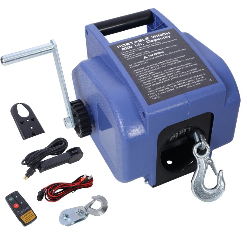 12v 2000lbs Trailer Boat Electric Winch, Remote Control Galvanized Wire Rope