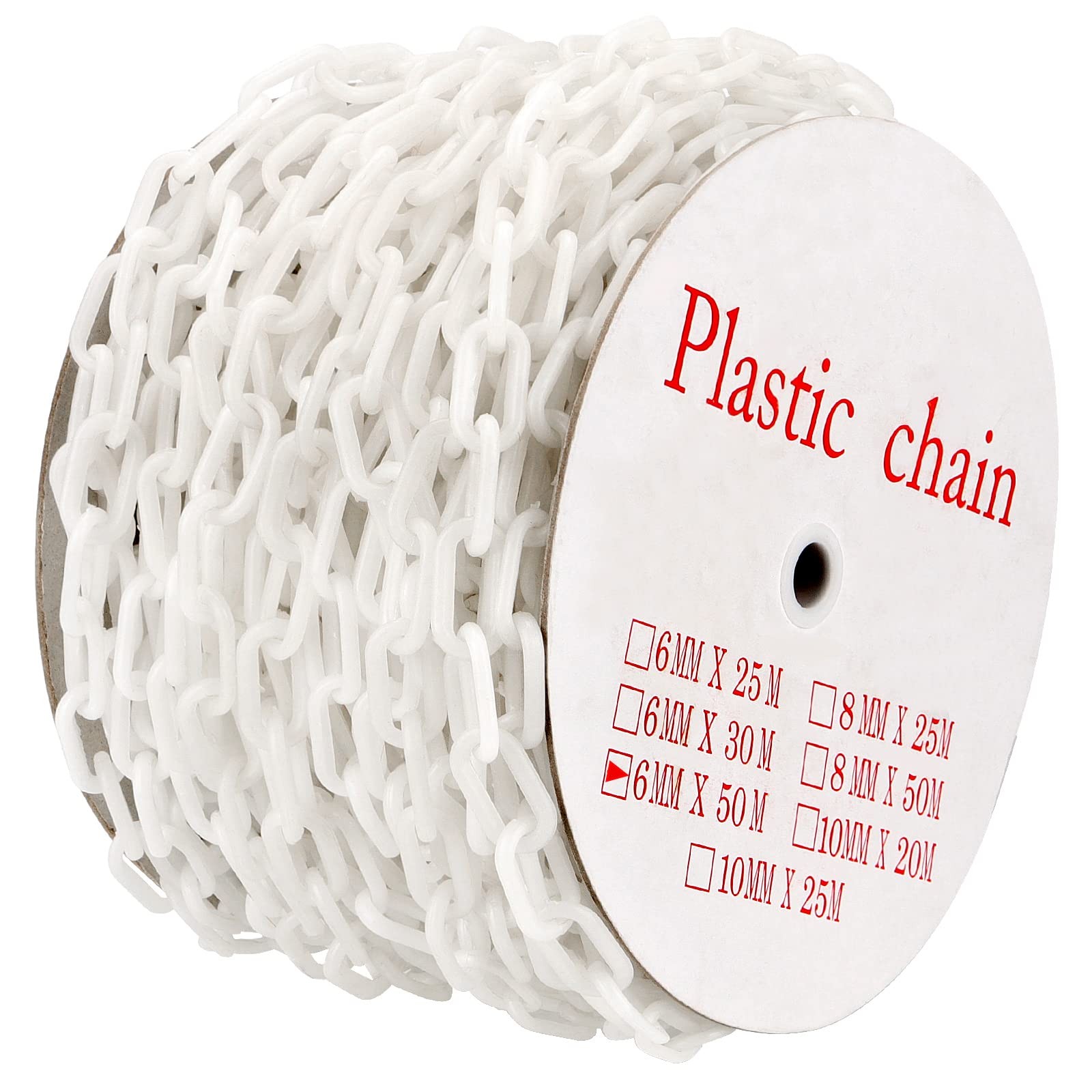 MUKCHAP 164 Feet White Plastic Chain Links, Lightweight Safety