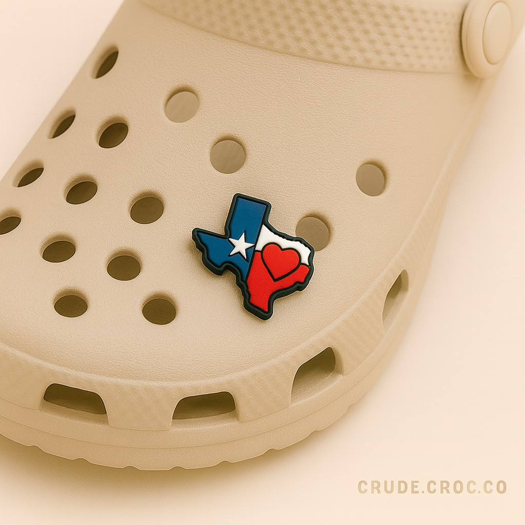 Texas State Shoe Charm – Lone Star Flag with Heart – State Pride Clog Accessory