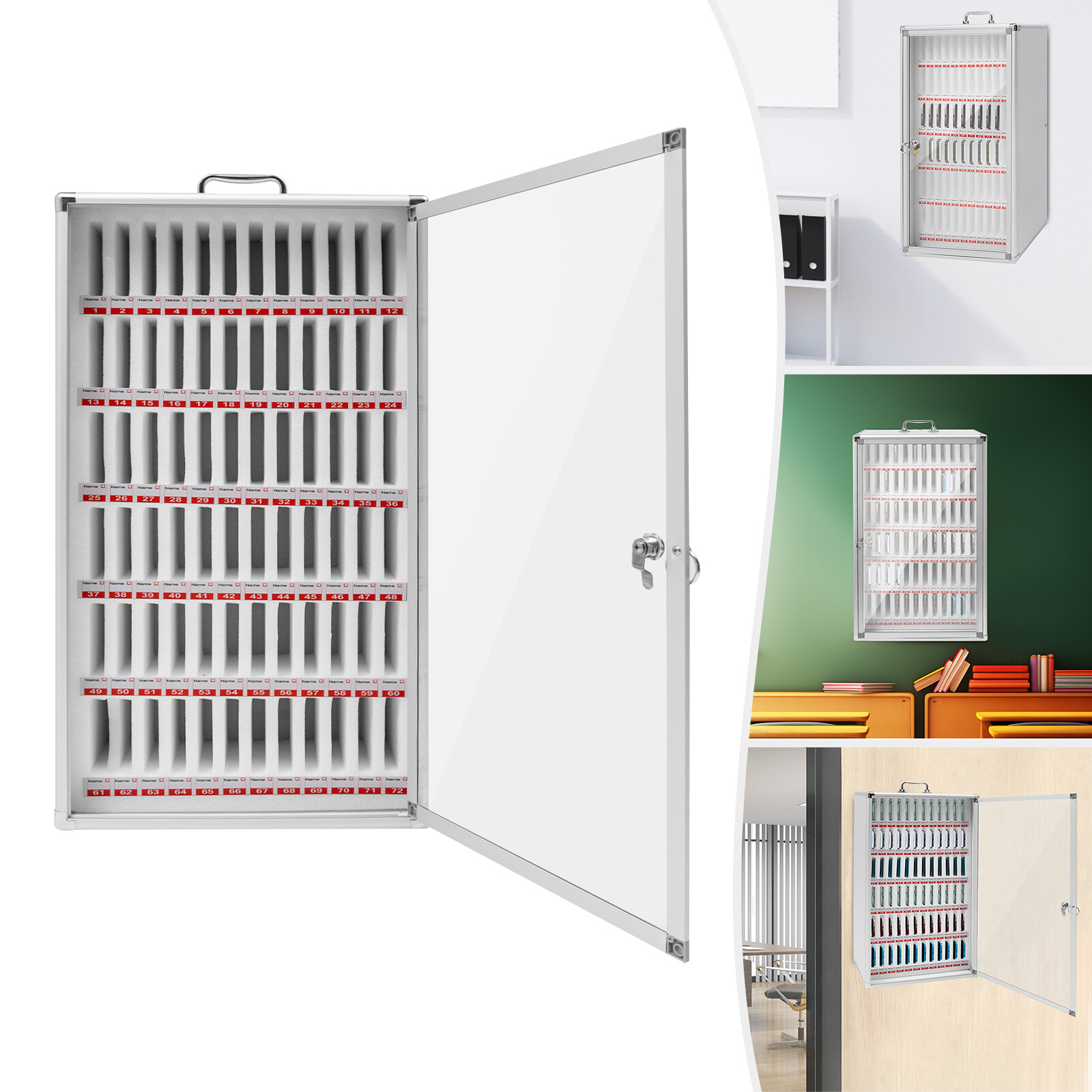 72 Slot Cell Phone Locker Cabinet Phone Storage Cabinet w/ Handle for Office Gym