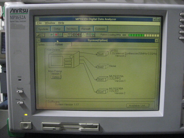 Anritsu MP1632A DATA Analyzer & Pattern generator MU163220 & 3.2GHz Synthesizer