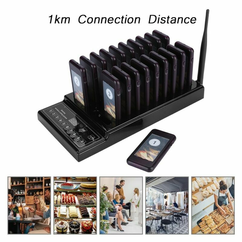 Wireless Restaurant Coaster Pager Guest Paging Queuing Calling System 20 Pagers