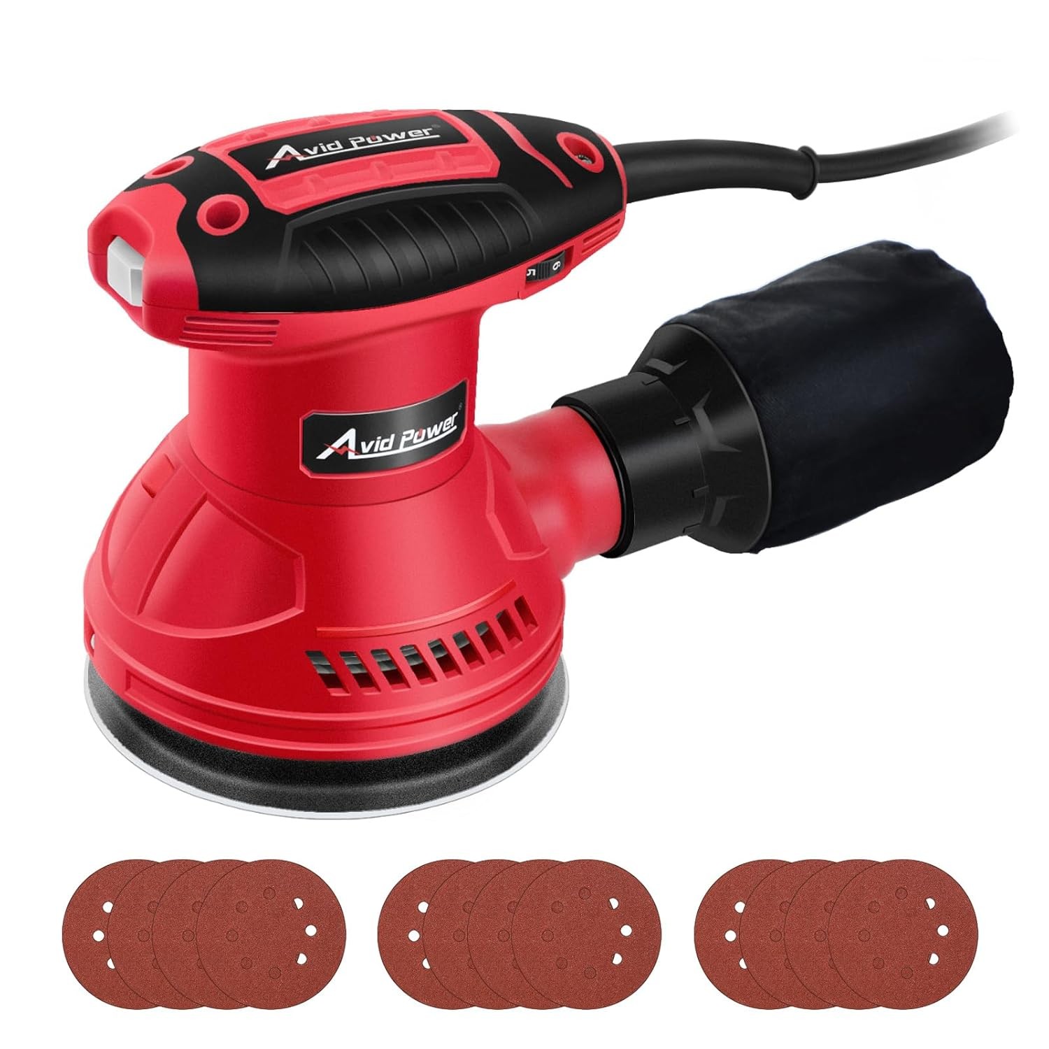 AVID POWER 5 Inch Orbital Sander Electric 3.0 Amp 6 Variable Speed Tool
