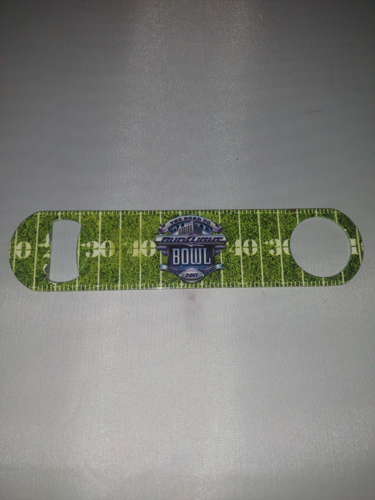 The Road To Bud Light Bowl 2017 Beer Bottle Opener Football Field Graphic