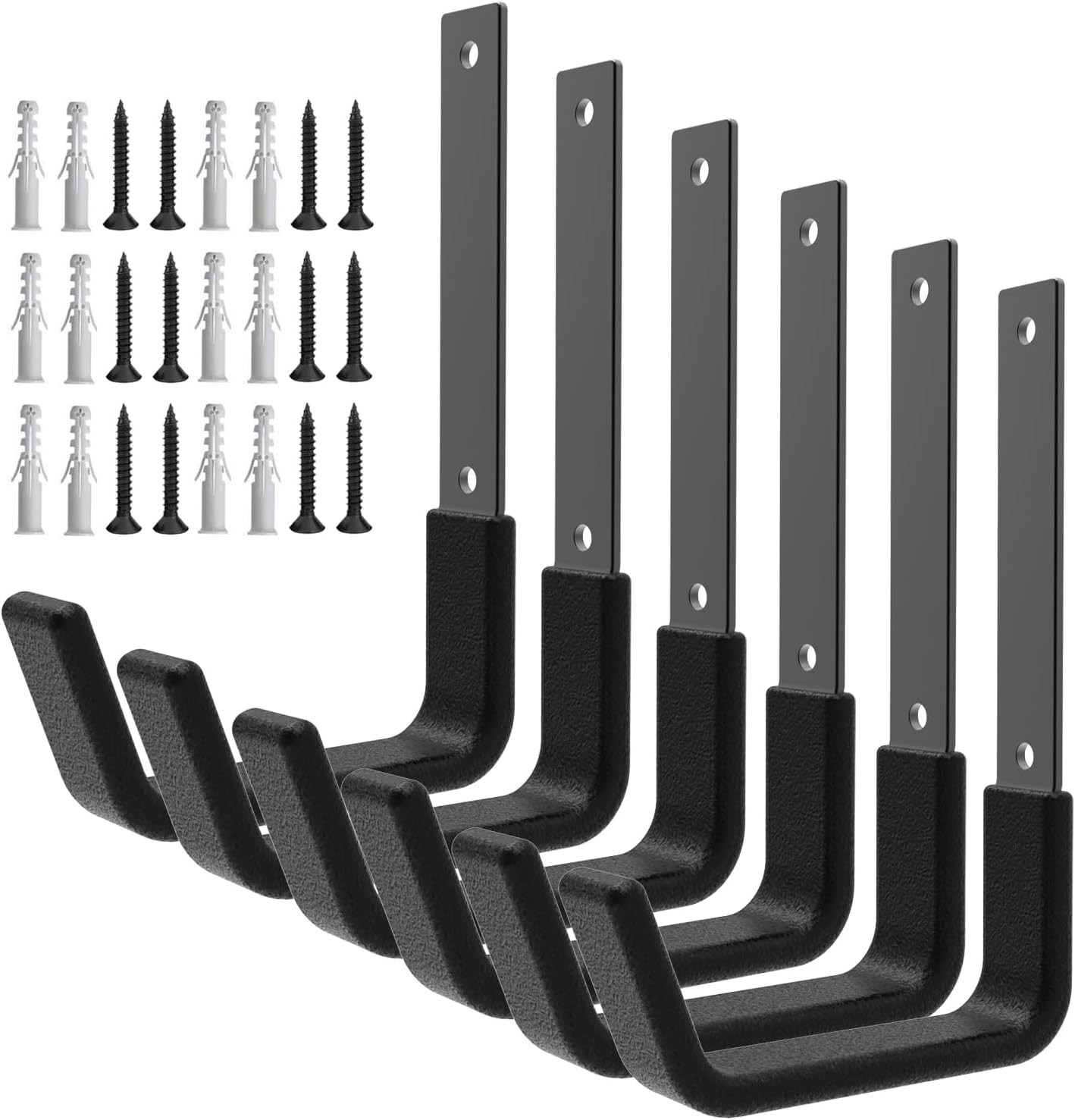 Heavy Duty Utility Hooks for Wall Mount, Garage Hooks, 6 M, Black