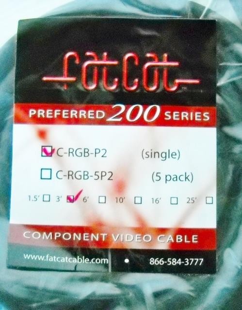 FATCAT C-RGB-P2 PREFERRED 200 SERIES COMPONENT VIDEO CABLE, 3FT LONG NEW