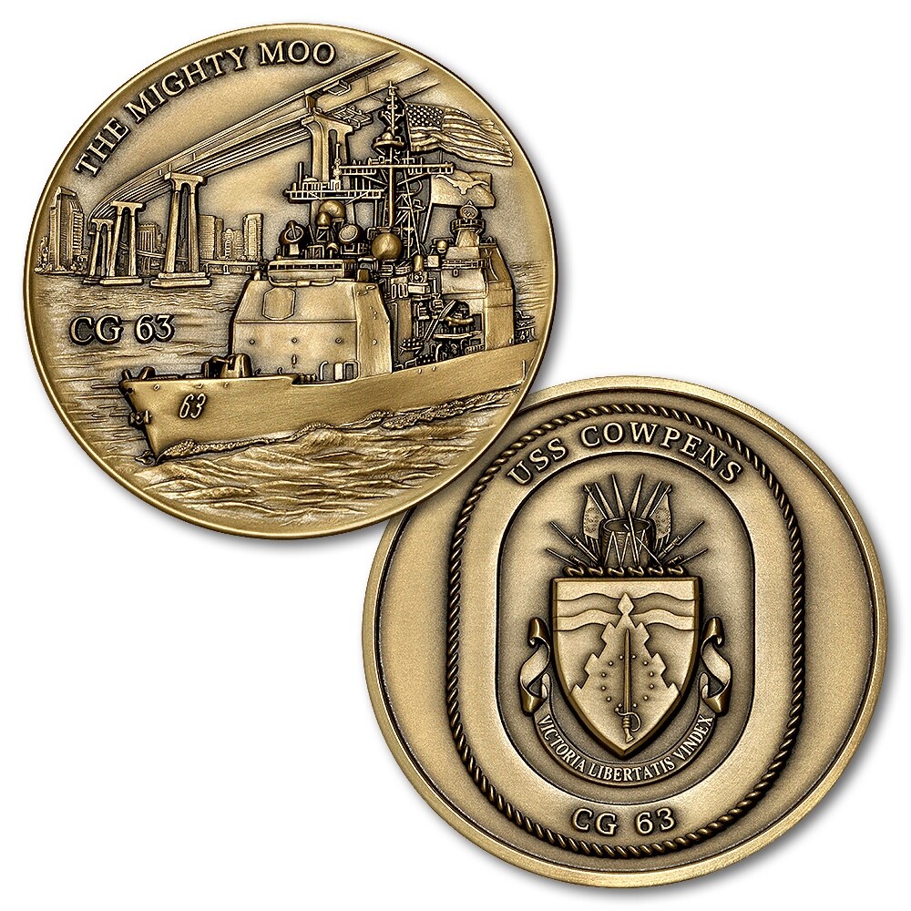USS Cowpens CG 63 The Mighty Moo Navy Challenge Coin