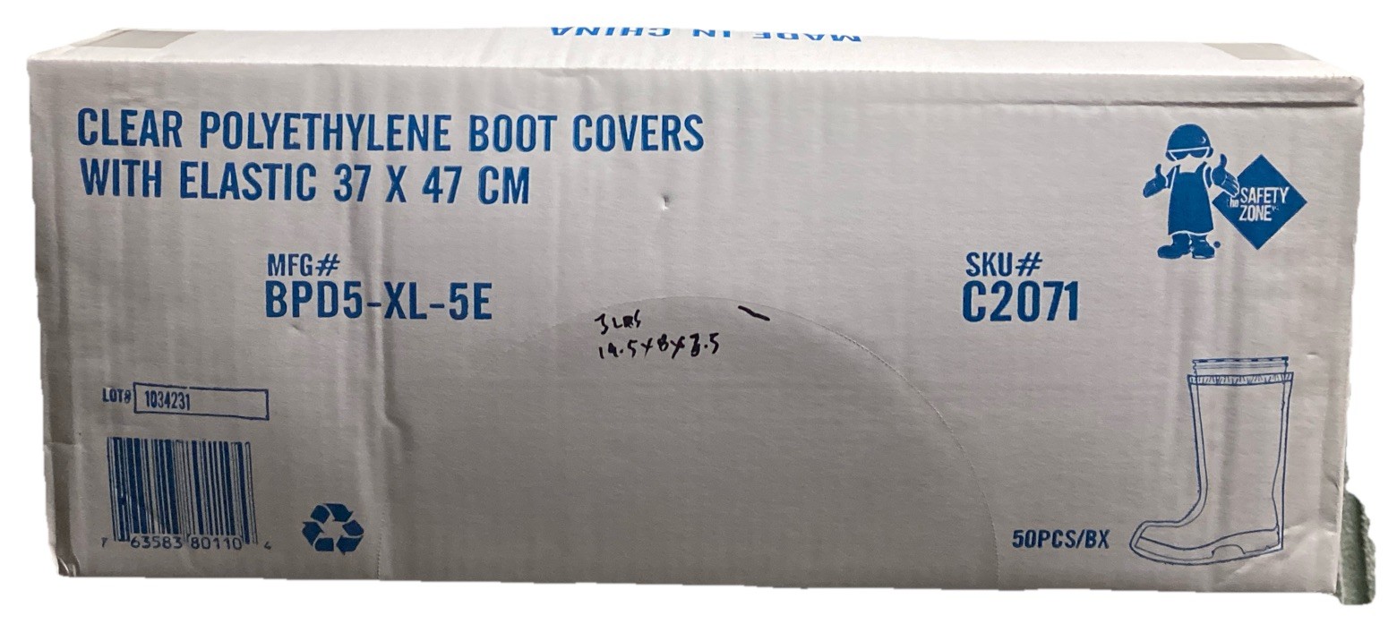 The Safety-Zone Clear Polyethylene Boot Covers with Elastic  37 X47cm (50pcs/BX)