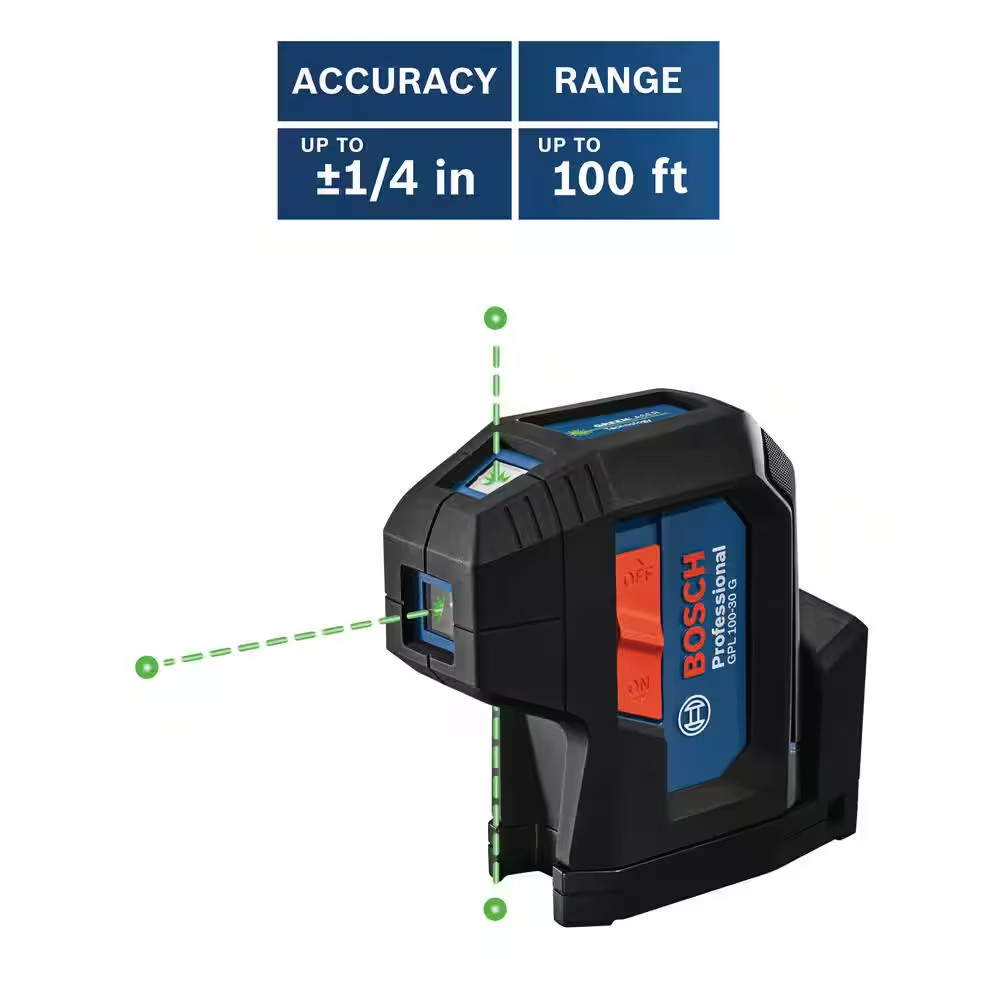 125 Ft. Green 3-Point Self-Leveling Laser with Visimax Technology, Integrated Mu