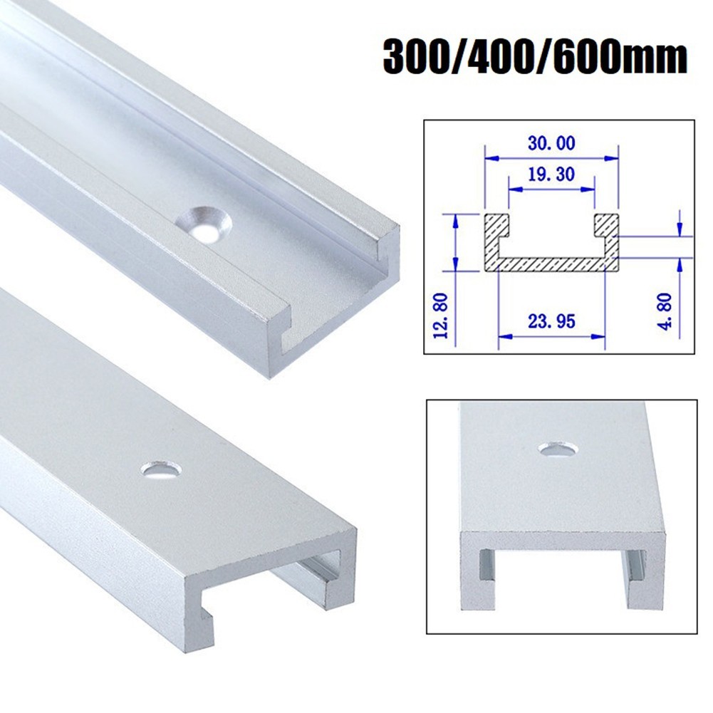 Reliable T Slot Track for Woodworking Bench Silver 300 600mm Size 30mm Width