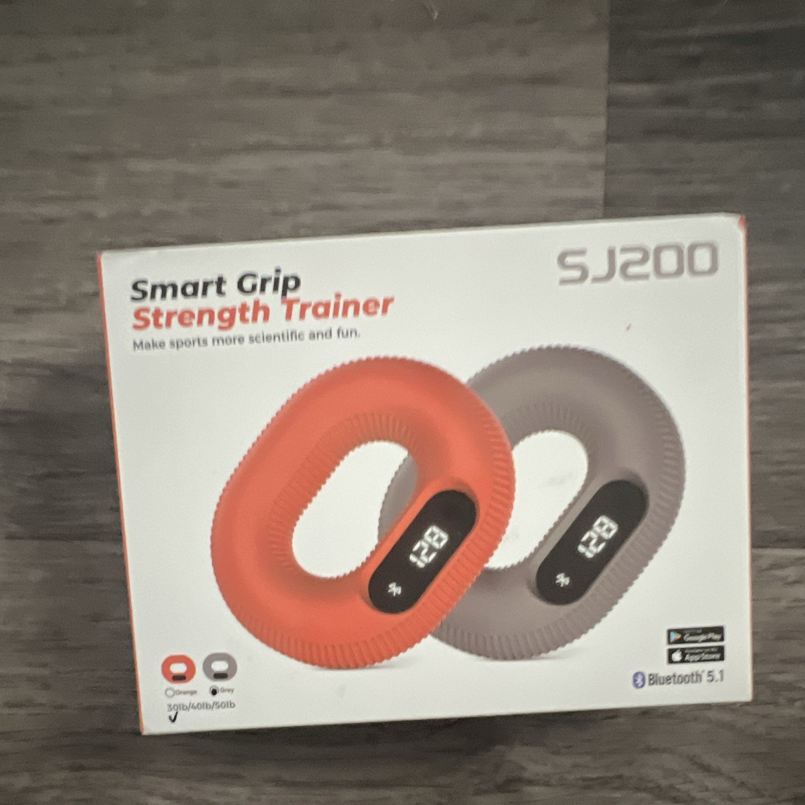 SJ200 Smart Grip Strength Trainer Bluetooth 5.1 Rubber Grip Ring Set 2 Orange