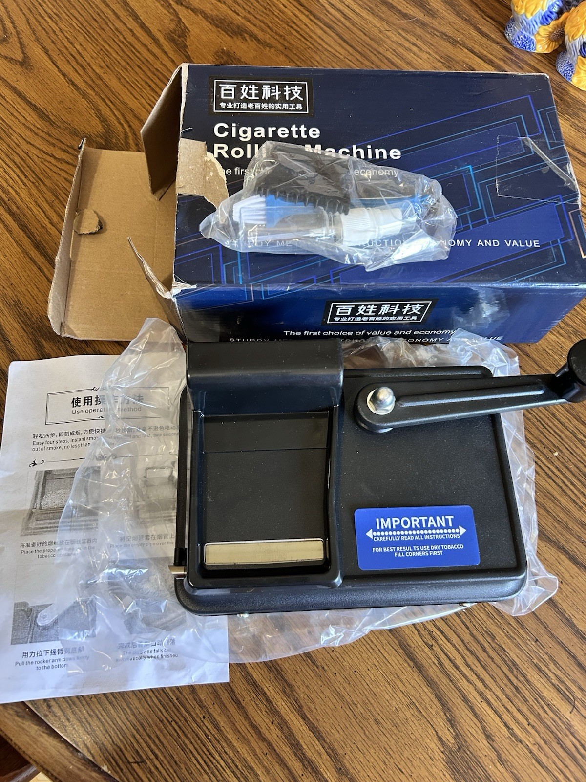 Manual Cigarette Rolling Injector Machine, Black, Box & Instructions Included