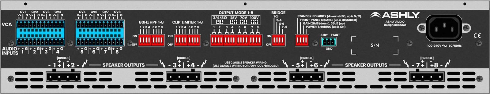Ashly MA500.8 8 x 500W Class D Amplifier