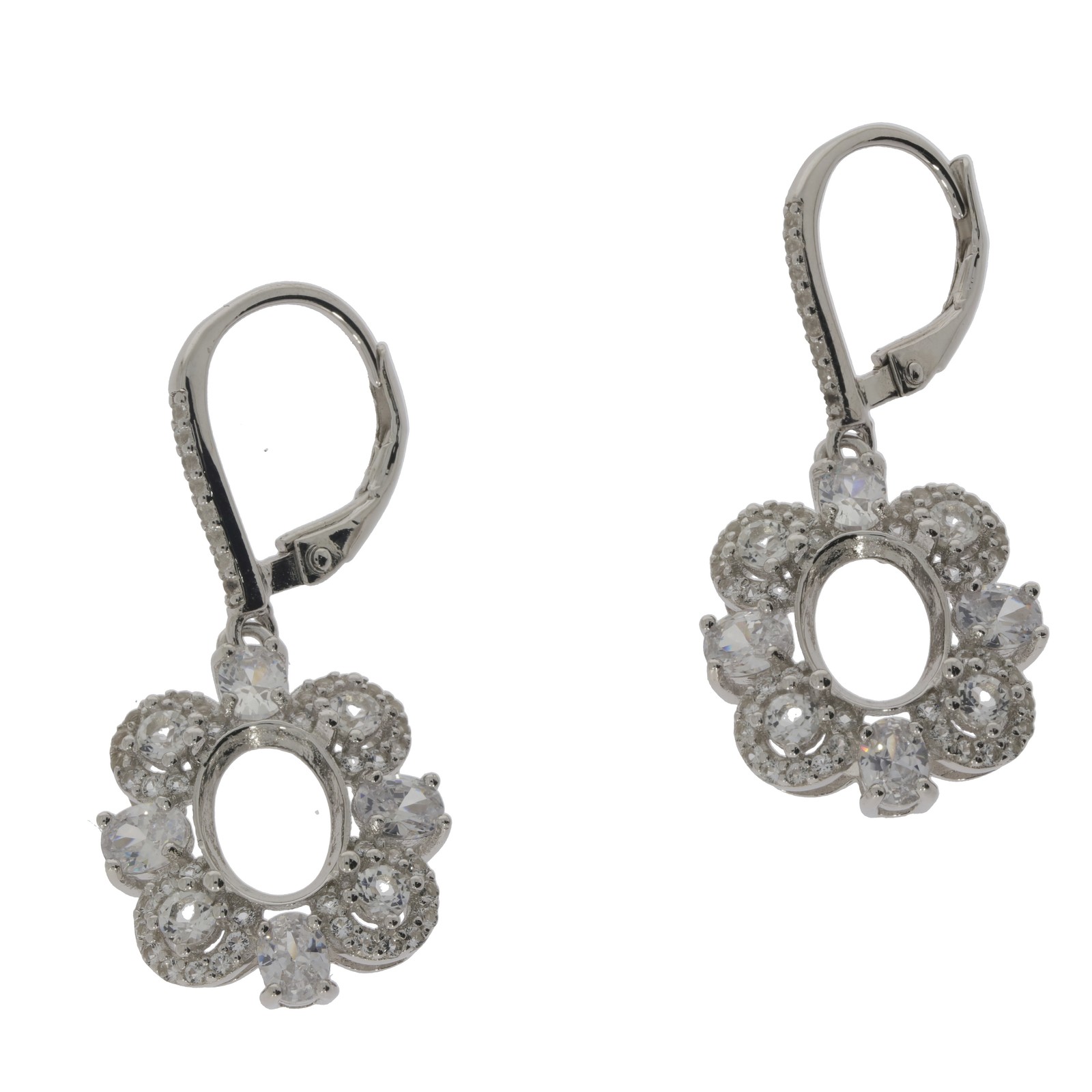 Sterling Silver Semi Mount Earrings Setting Oval OV 9x7mm