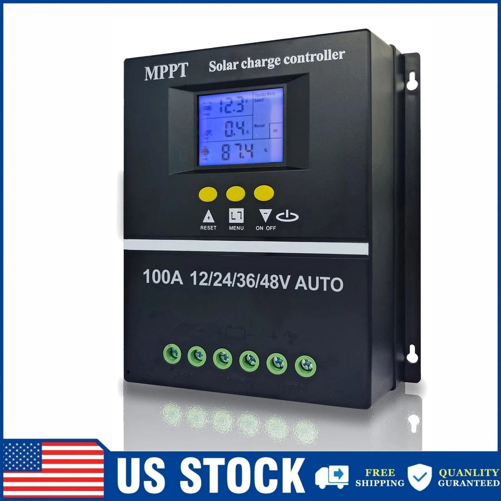 100A Solar Charge Controller Tools PWM 12V/24V/36V/48V LCD Battery PV Regulator