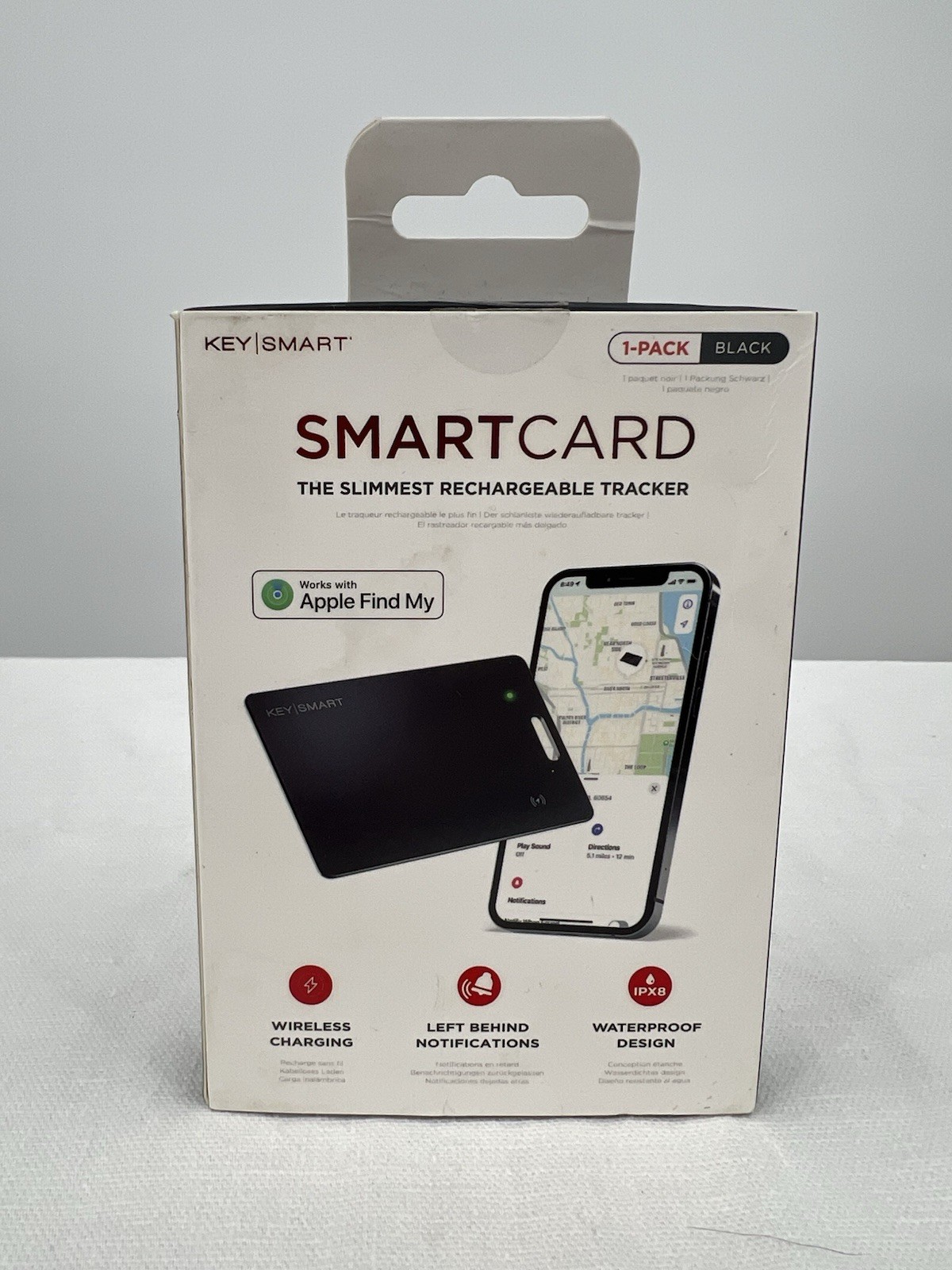 KeySmart SmartCard Rechargeable Tracker Works with Apple Find My KS500-BLK-V2