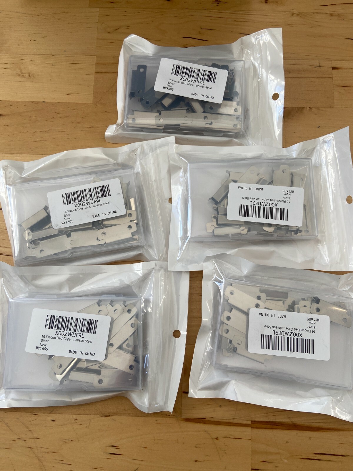 Lot of 80 Bed Clips Clamps Silver (16 x 5pk)