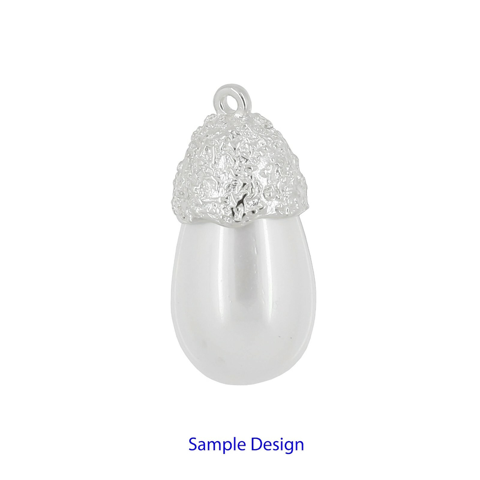 Sterling Silver Hammered Pearl / Bead Cup Pendant Charm Connector Bail #51519