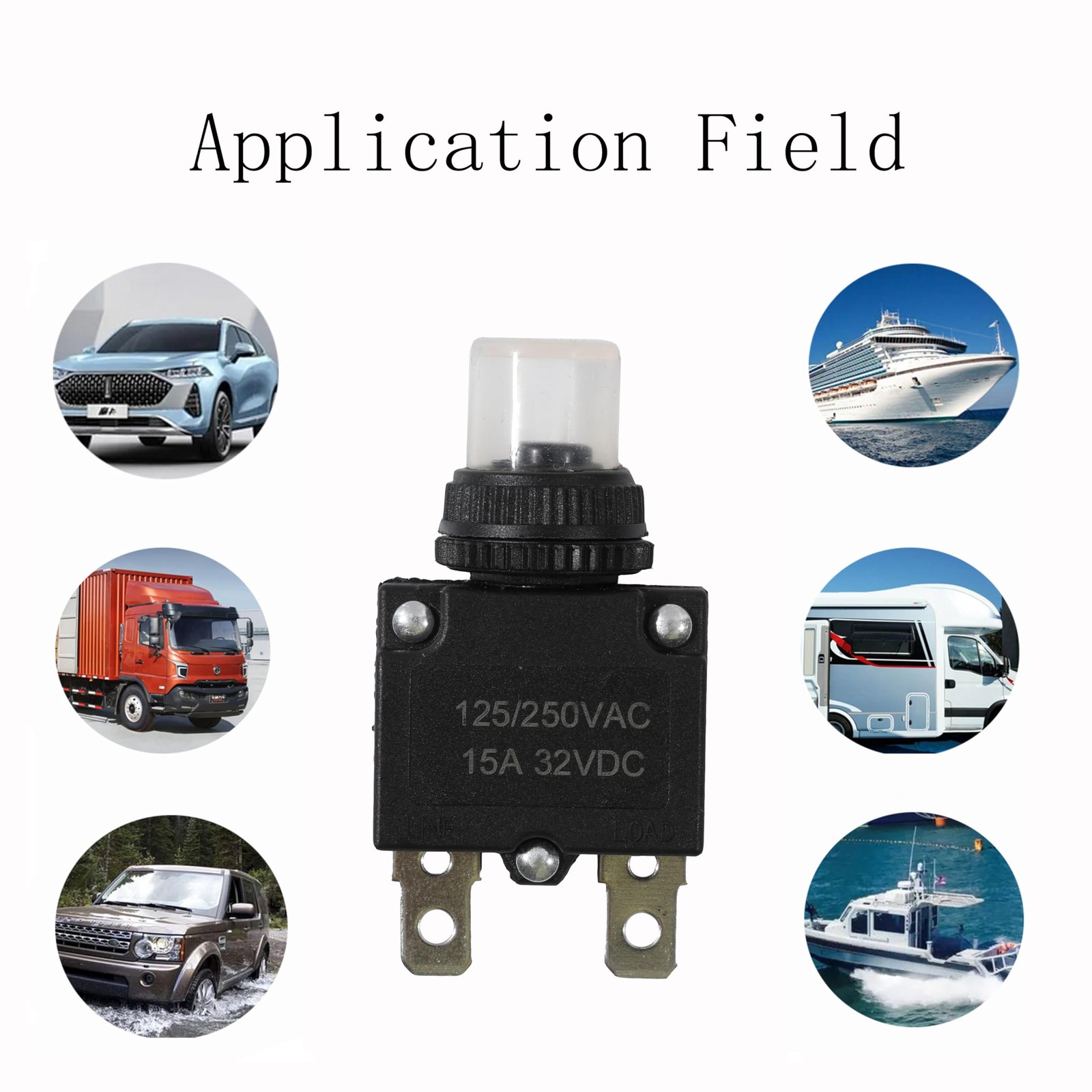 5pcs Push Button Reset 5 Amp Circuit Breakers with Manual Reset 32VDCAC125-25...