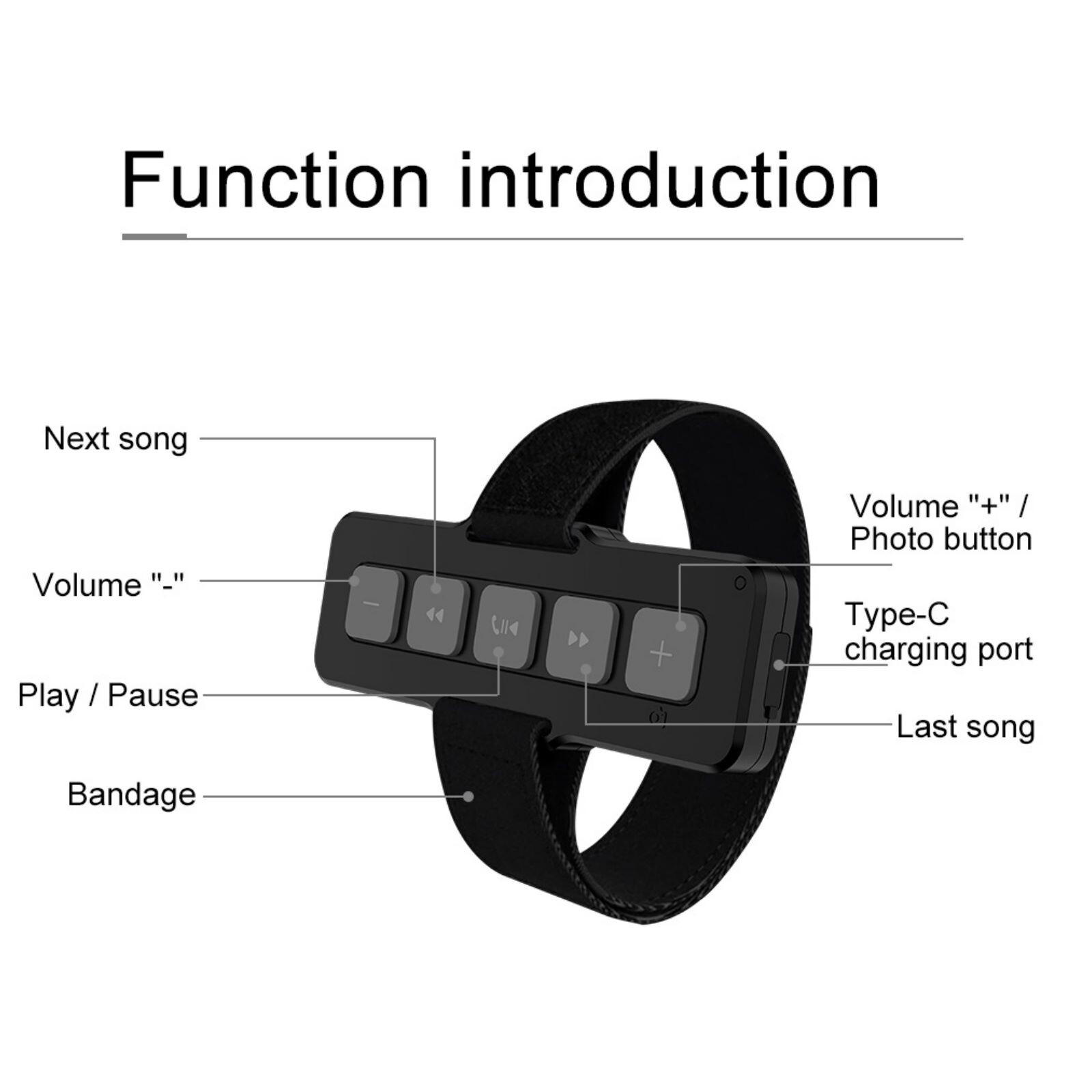 Wireless Bluetooth Audio Music Play Phone Remote Controller Waterproof Outdoor