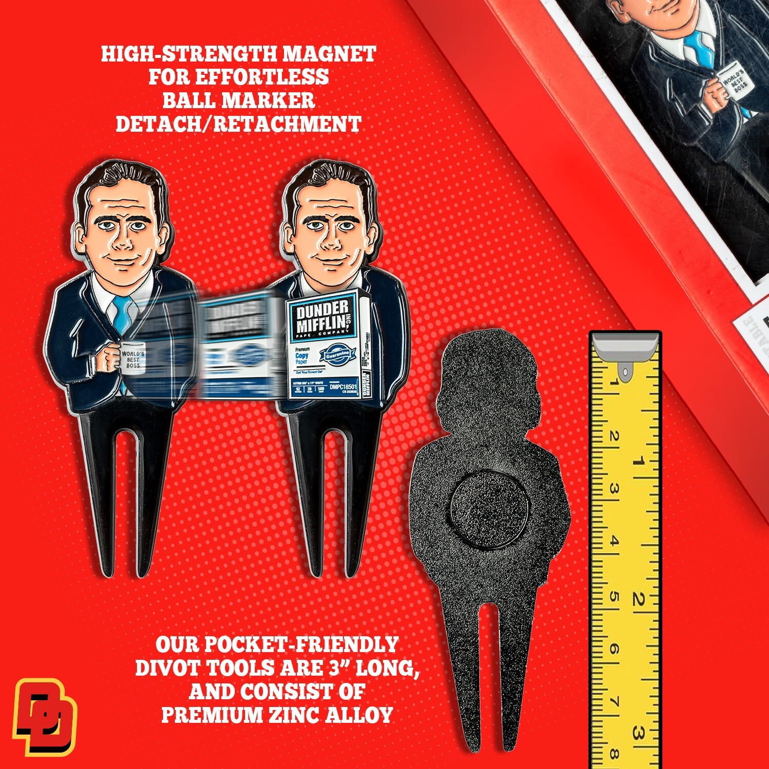 Worlds Best Boss Divot Tool and Ball Marker Gift Set - Golf Gift