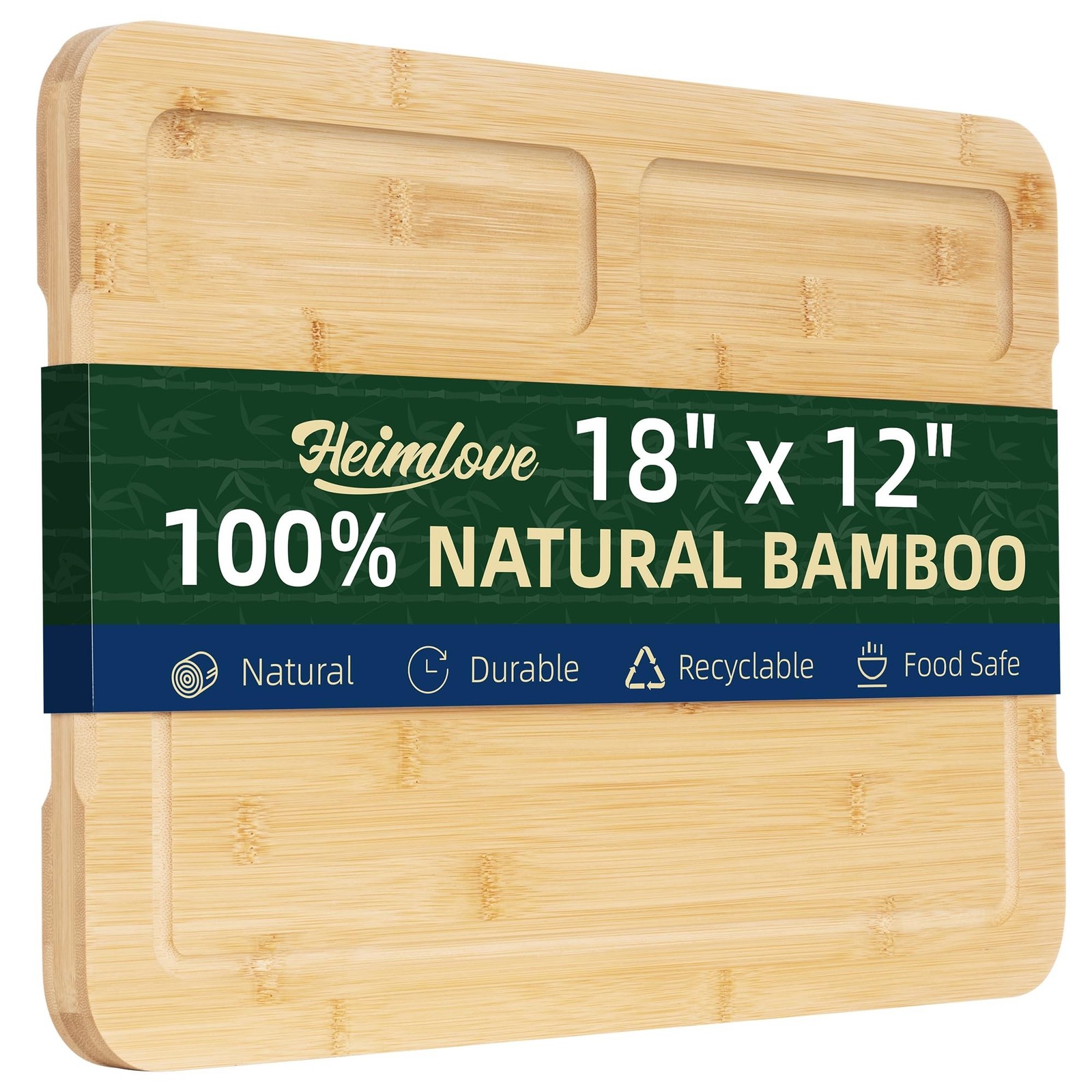 Heimlove Extra Large Bamboo Cutting Board, 18" x 12" Cutting Boards for Kitch...