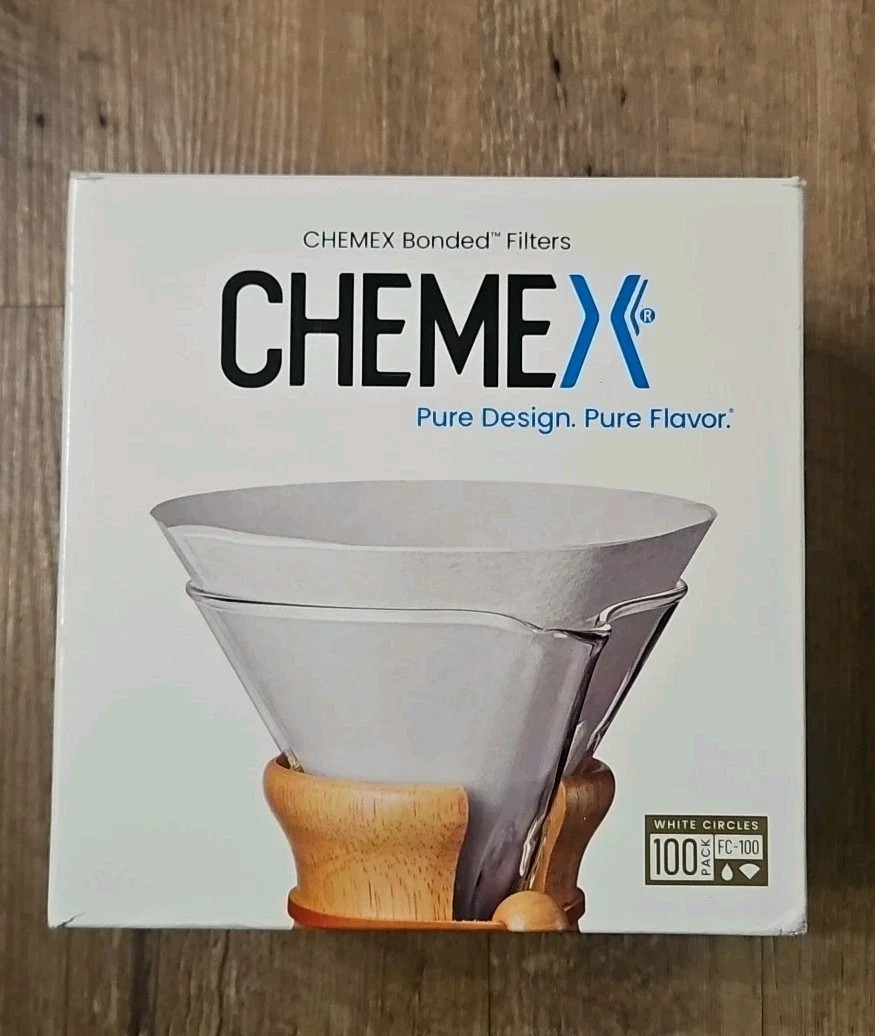 Chemex Bonded Coffee Filters FC-100 Paper White 100 Pack For Chemex Coffee Maker