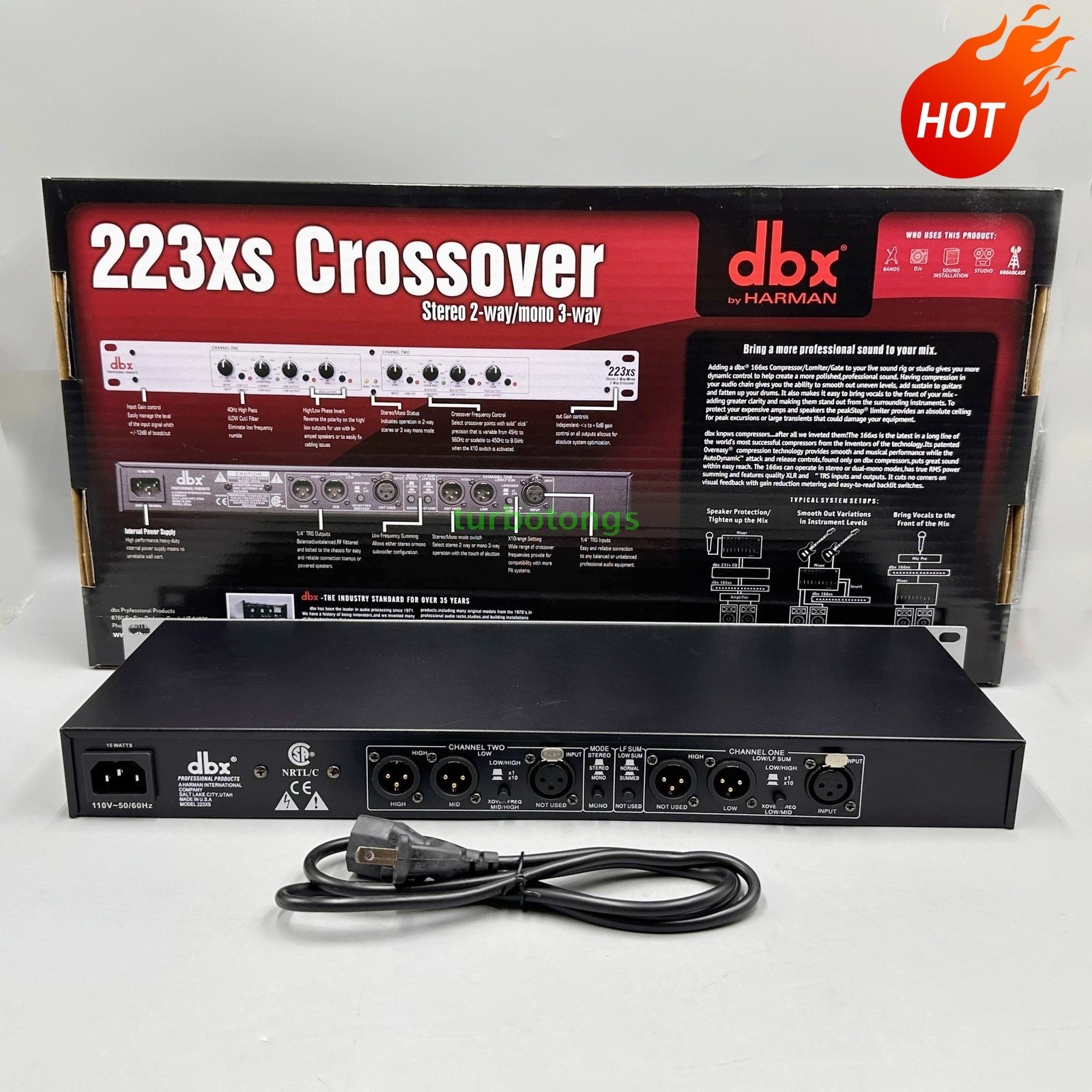 New DBX By Harman 223xs Crossover Stereo 2-Way / Mono 3-Way in Box w/ 110V