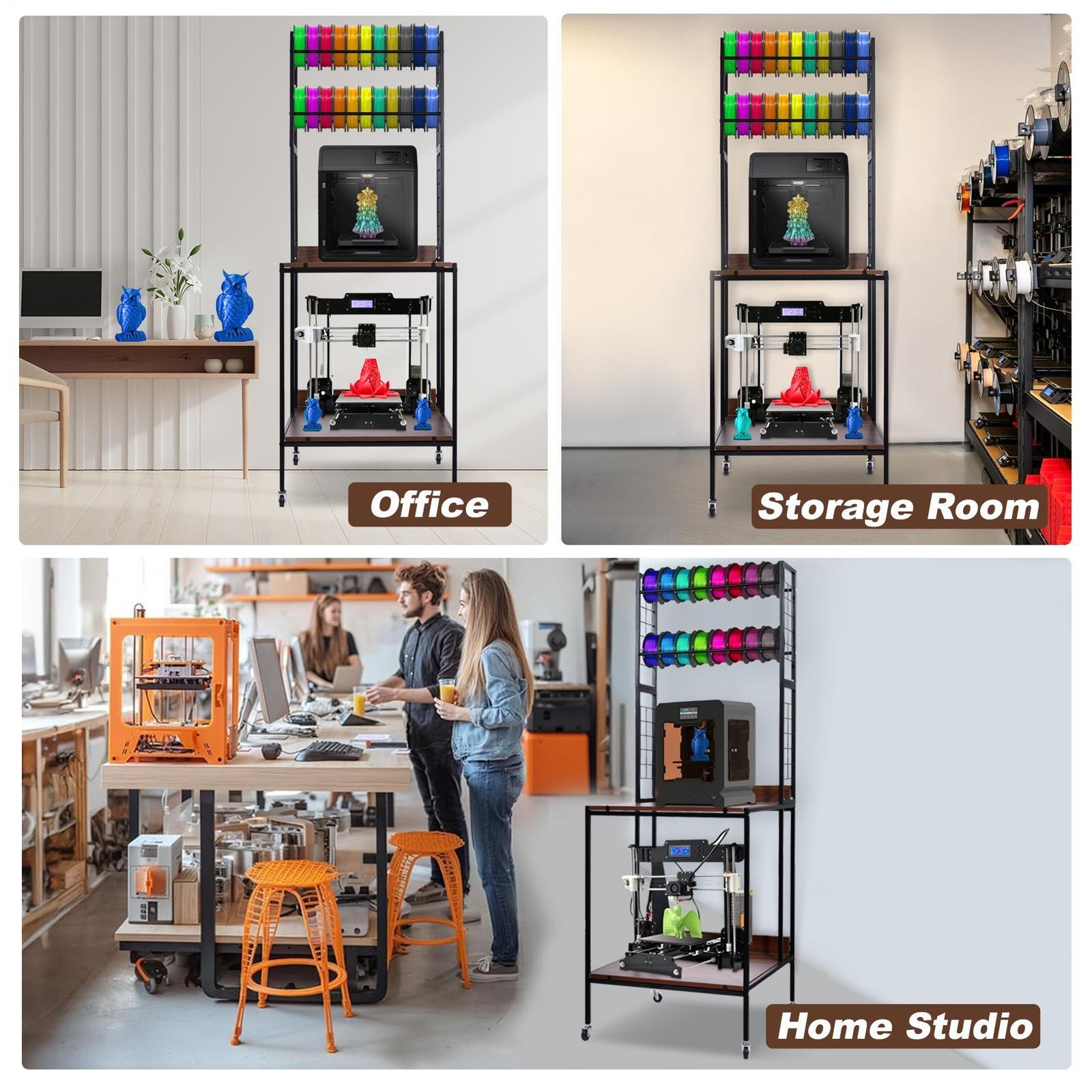 3D Printer Filament Storage Rack 4-Tier 3D Printer Stand with Storage