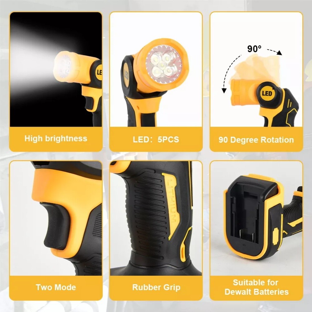 2PCS For DeWALT 20V Max Battery Cordless LED Pivoting Work Light Flashlight TOOL