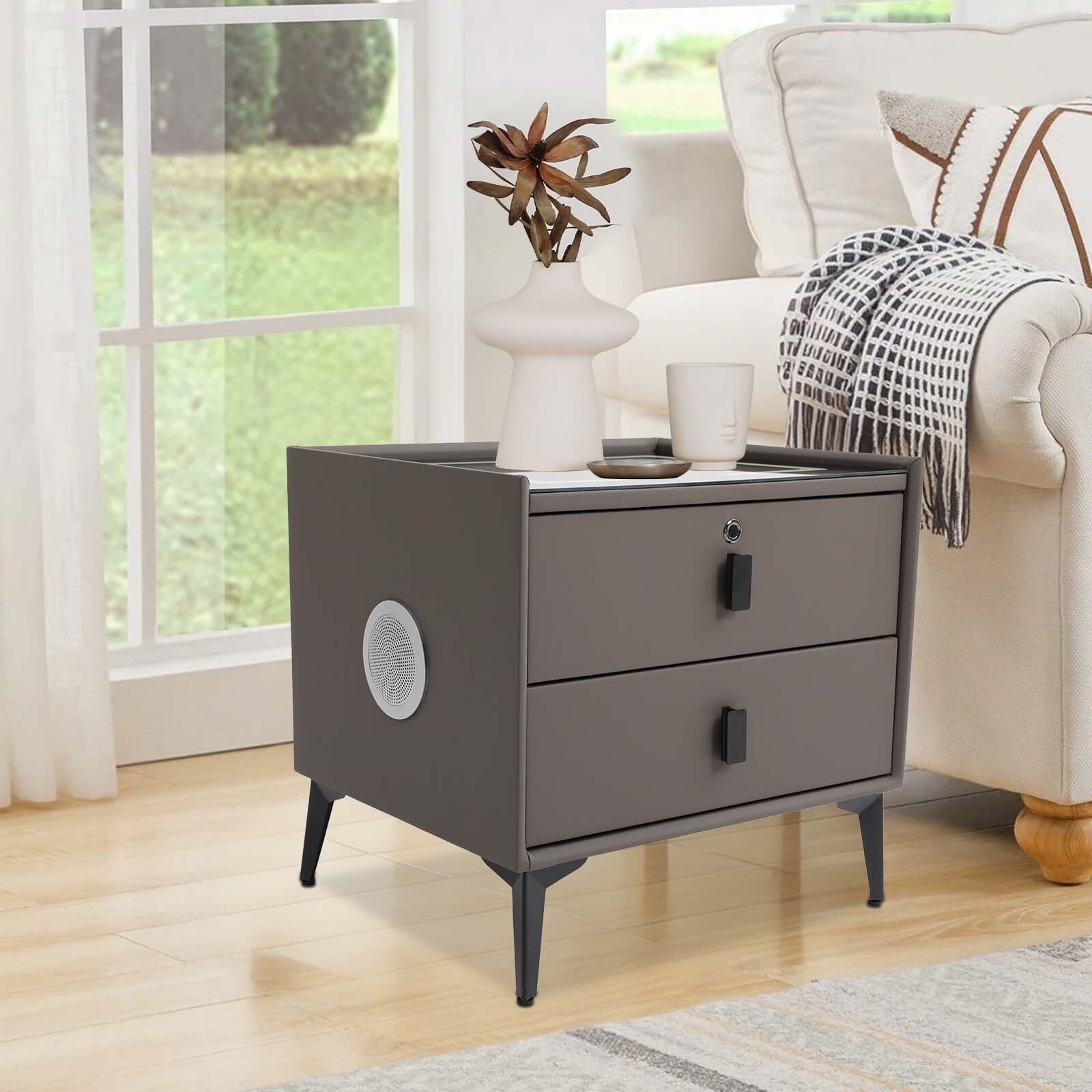 Bluetooth Speaker Smart Bedside Table with Light USB& Wireless Charging