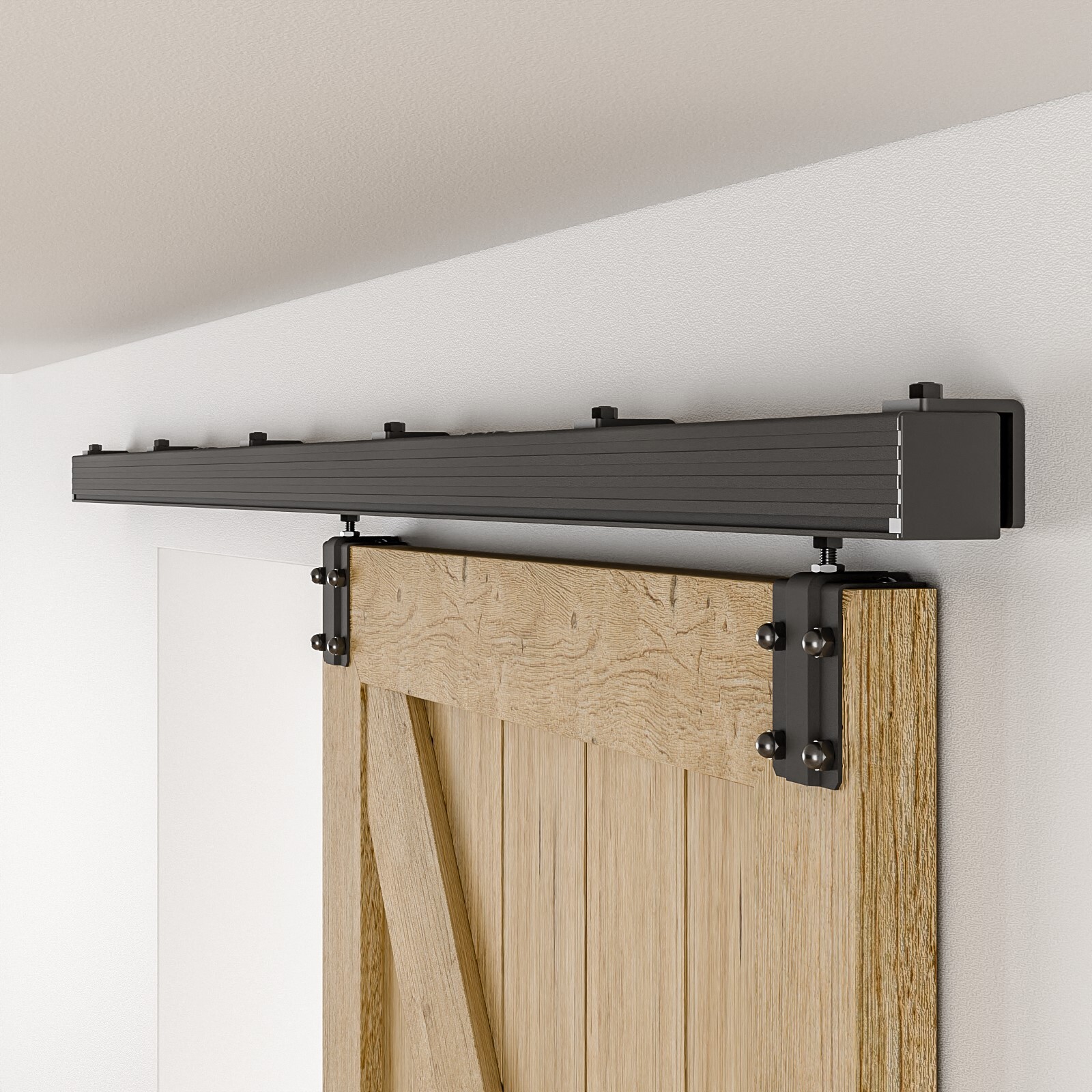 8FT Box Track Sliding Barn Door Hardware Aluminium Wall Mount Kit