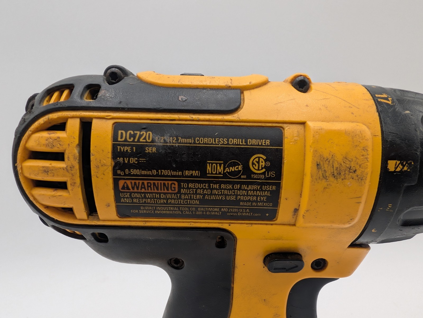 Dewalt 18V Volt DC720 Cordless 1/2" DRILL DRIVER Bare Tool