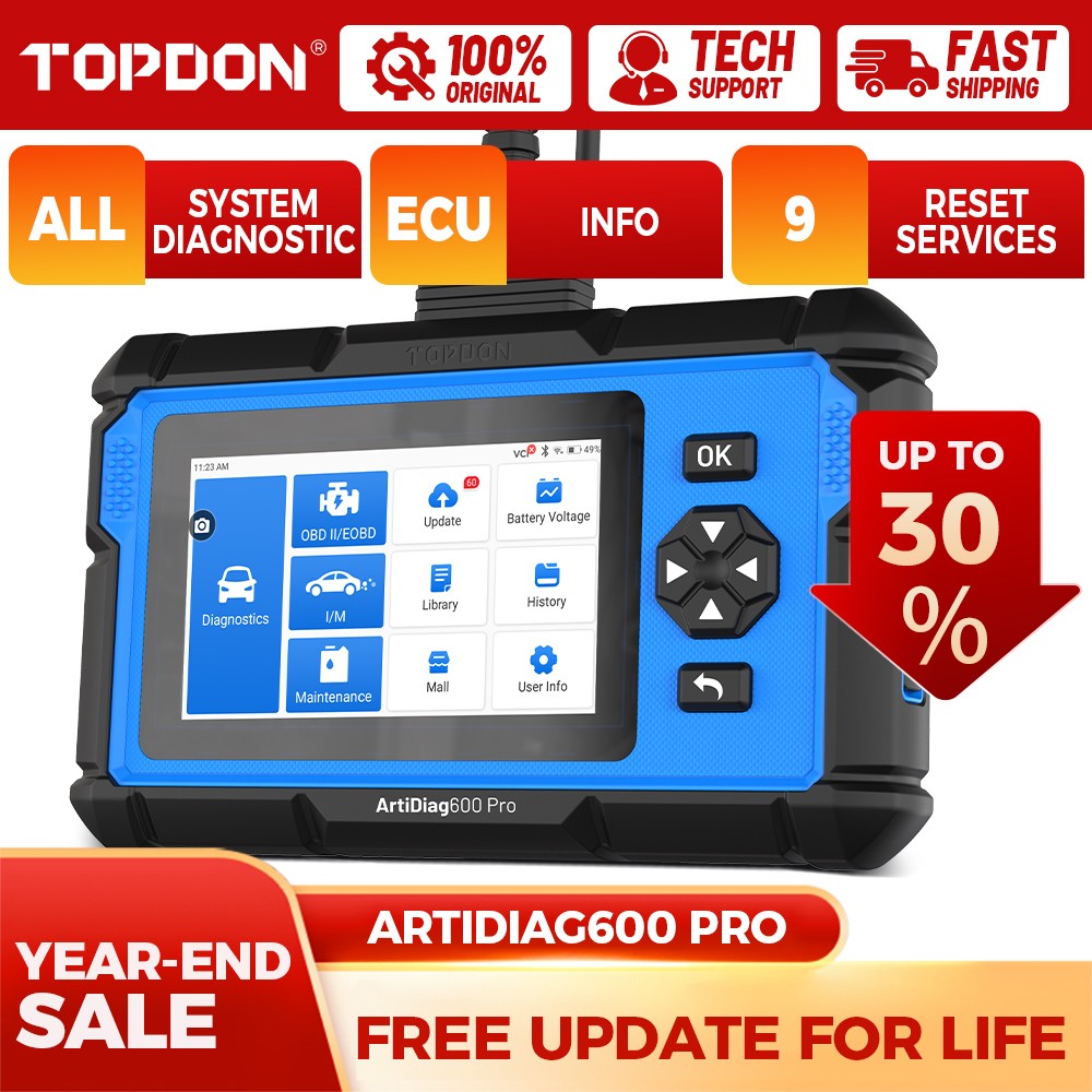 TOPDON AD600PRO All System OBD2 Scanner ABS DPF EPB Diagnostic Tool Free Updates
