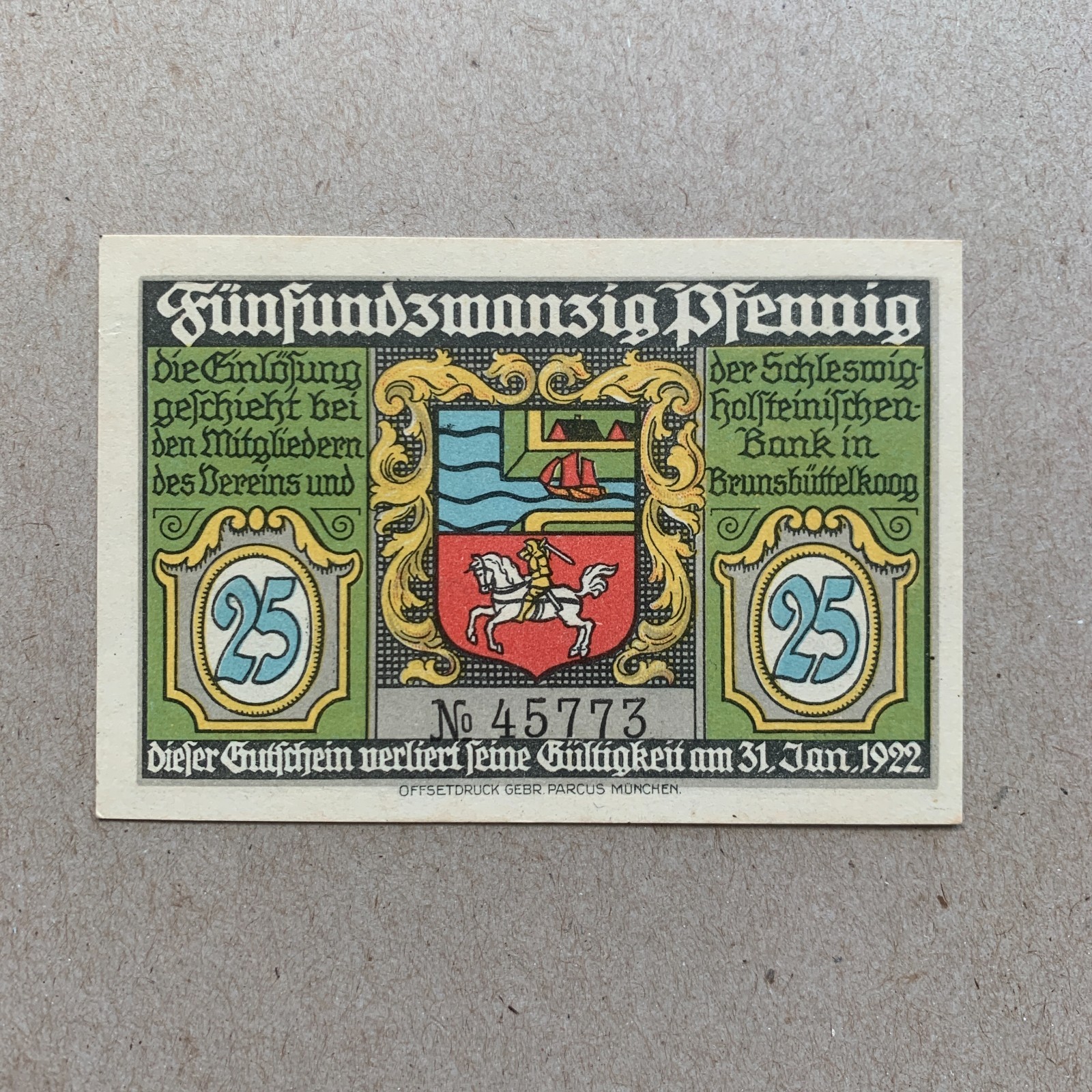 Lighthouse Germany Notgeld Banknote. Era Between WW1 & WW2 German Currency