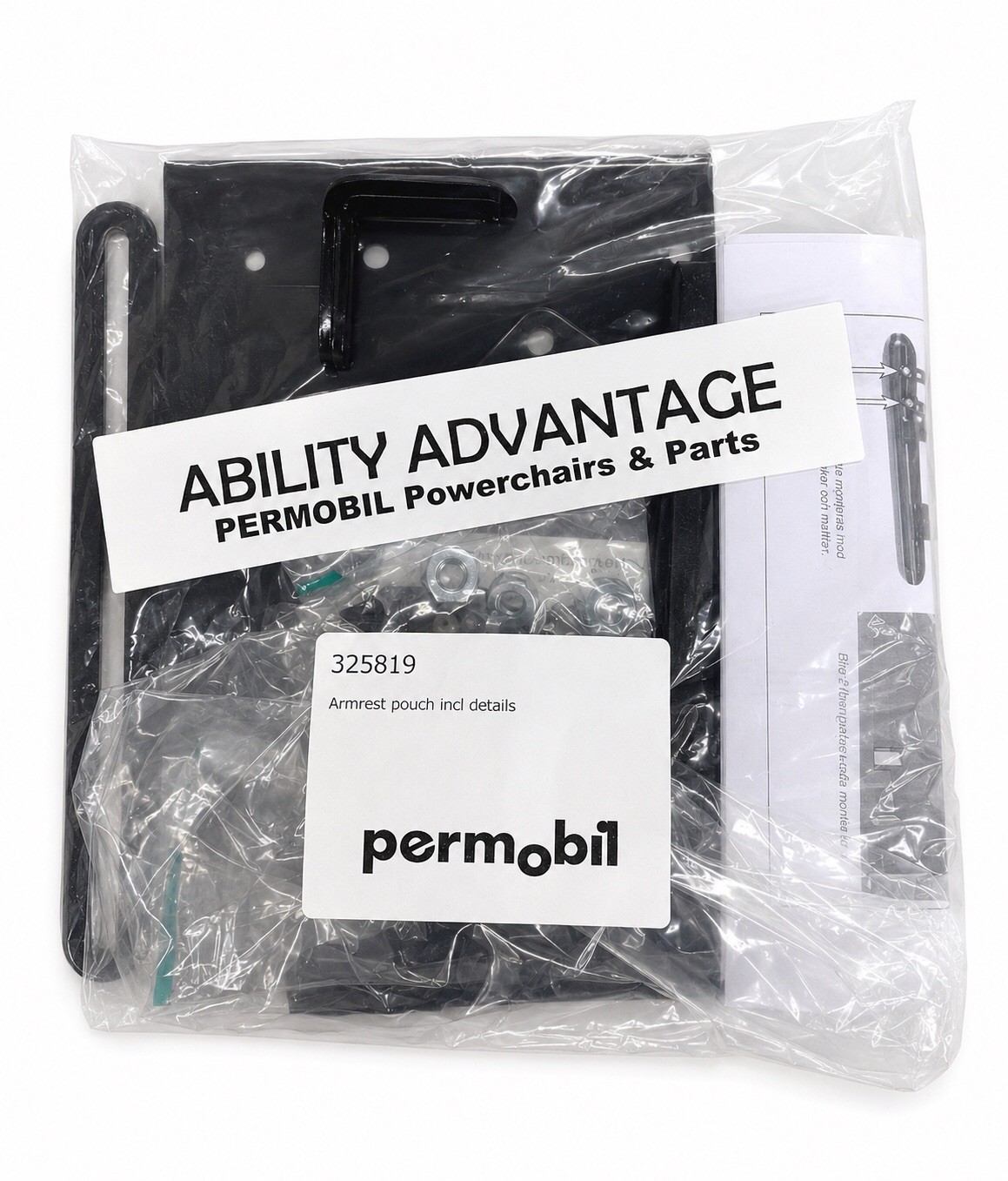Permobil Armrest POUCH. Mounts Under The Armrest with the supplied Hardware.